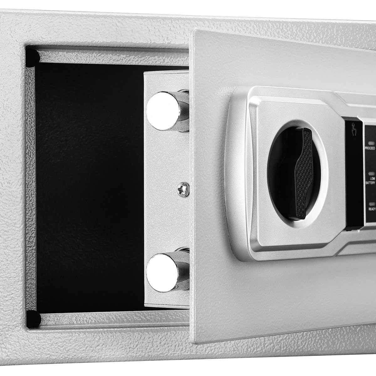 BAKAJI Coffre-fort électronique de sécurité avec boîte de batterie externe, boîte à valeurs et documents anti-effraction pour maison, hôtel, installation murale ou indépendante, 31 x 20 x 20 cm (gris)