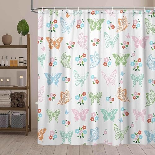 Miniatura 10 de Linda cortina de ducha de dinosaurio de equitación de unicornio para el baño de niños, divertido juego de cortinas de ducha de tela espacial de