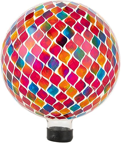 VCUTEKA Bola de mirada, esfera de mosaico de cristal para jardín, césped, adorno al aire libre, decoración de patio, 10 pulgadas, morado