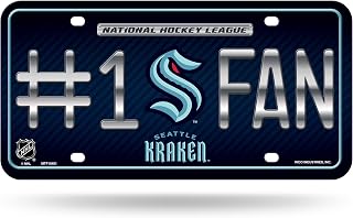 Rico Industries NHL Seattle Kraken #1 Fan Metal License Plate Tag, 12" x 6"
