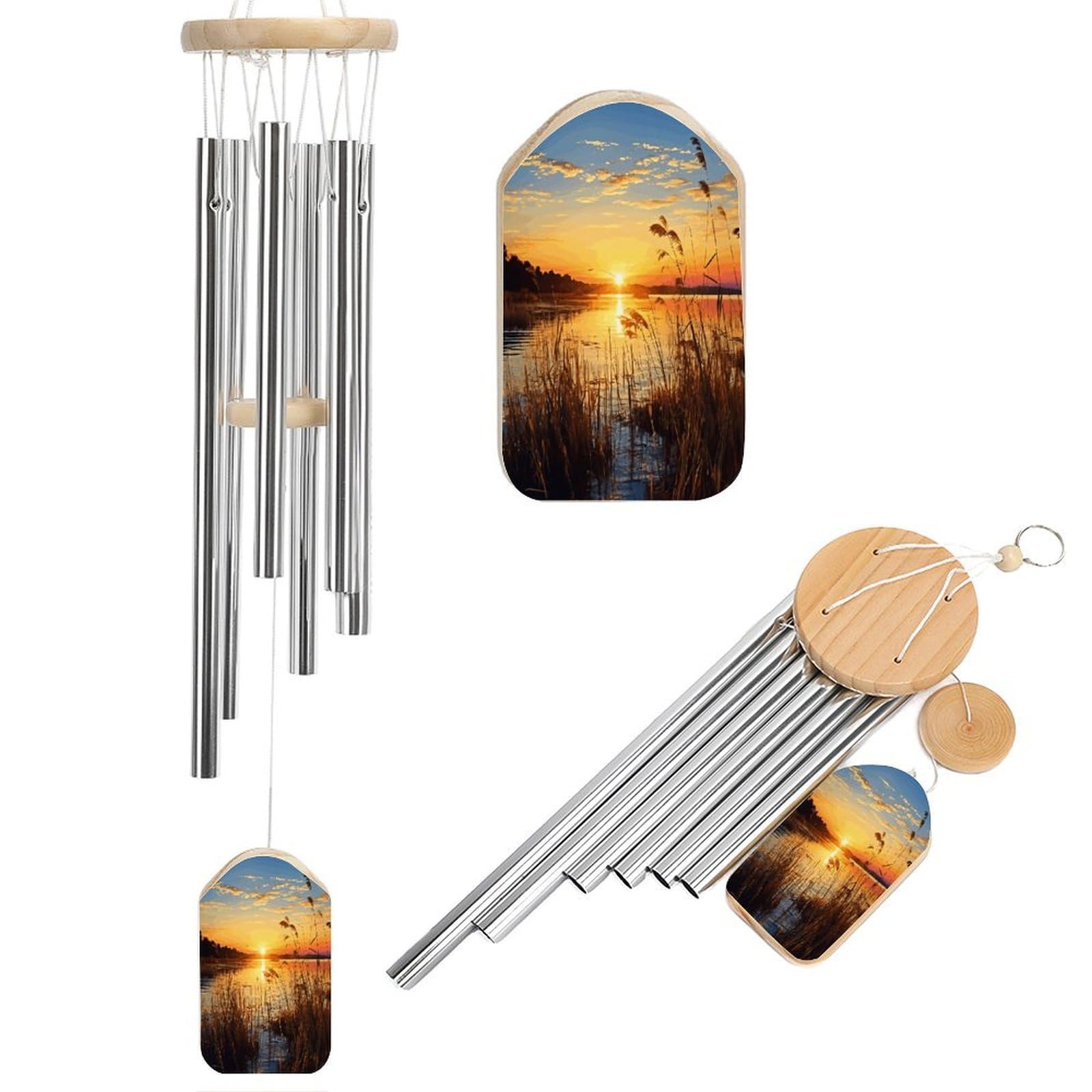 Reeds by The River Wind Chime-Outdoor-Garden Decors. Aluminium Wind Chimes to Melodic Tones .Memorial Wind Chime for Garden Yard Porch, Good Gifts for Women Mom Grandma Wife.