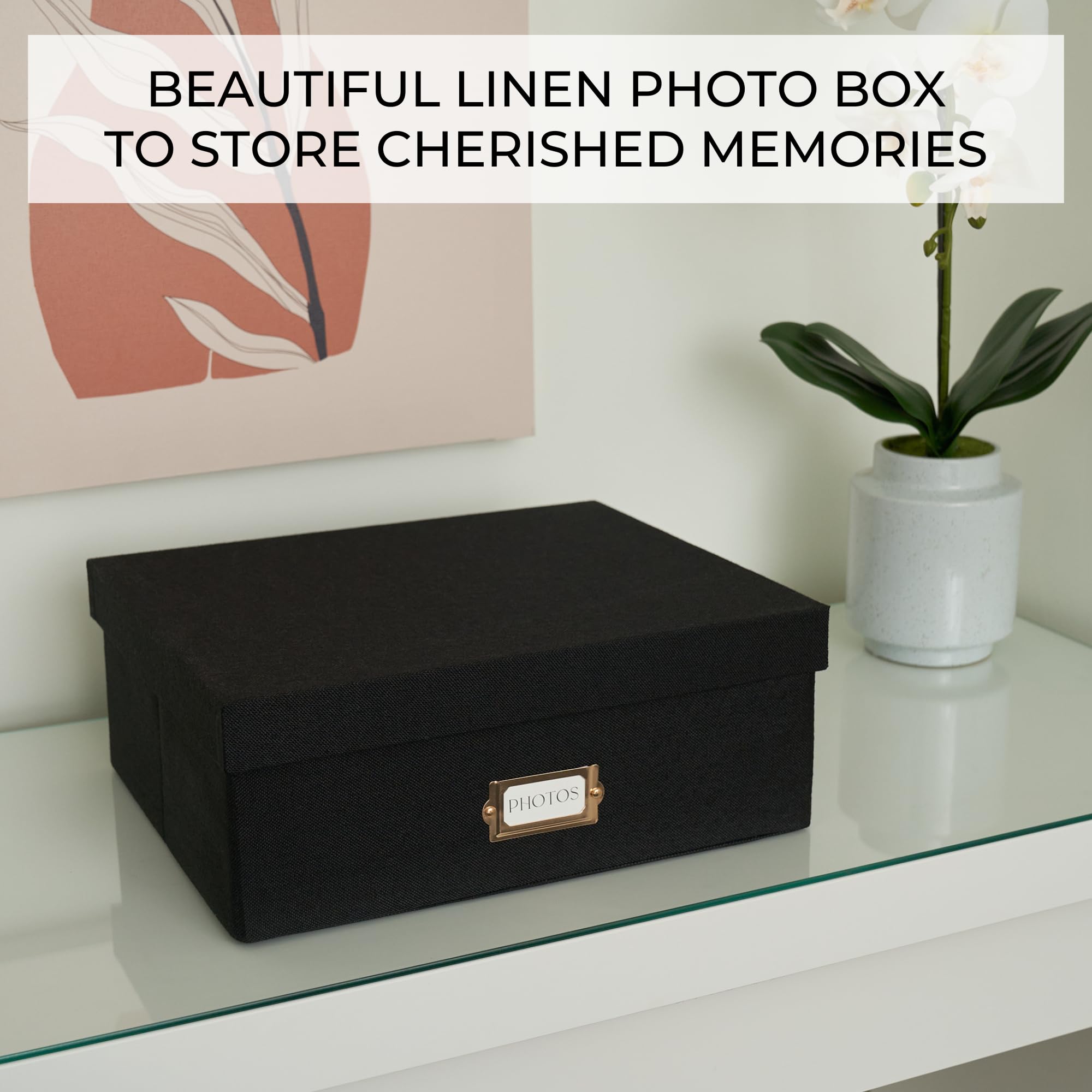 ZICOTO Dekorative Foto-Aufbewahrungsbox – stabiler Leinen-Foto-Organizer mit Trennwänden ist perfekt für bis zu 1700 Bilder und 10 x 15 cm große Fotos – tragbare Scrapbook-Aufbewahrungsbehälter mit