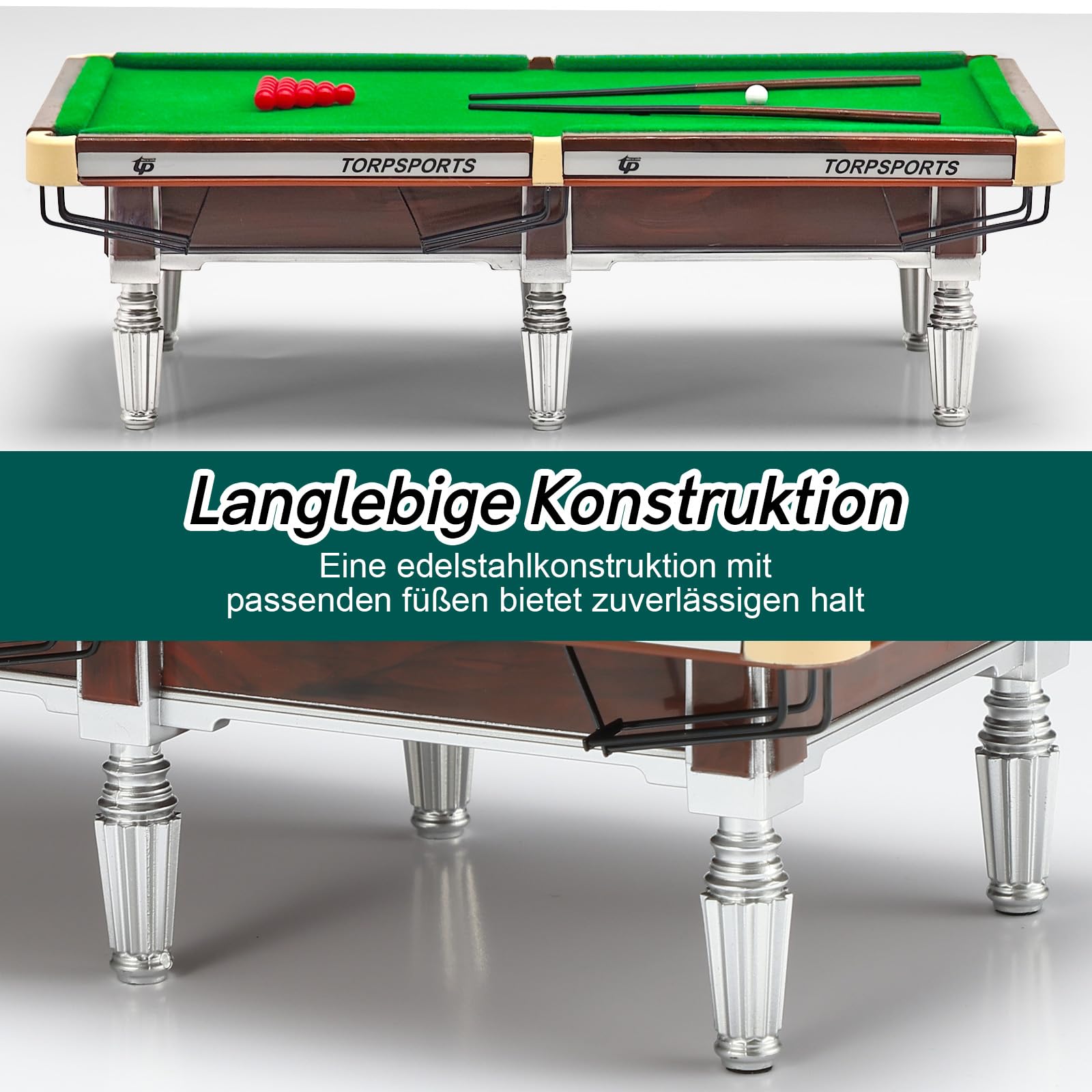 Billardtisch, Mini Billiard Tisch mit 16 BäLlen, 2 Billardqueues, Mini Pool Billardtisch Maße 20 x 11 x 6 cm, Mini-Billardtisch Dekore für Billardzimmer, Familie, Party