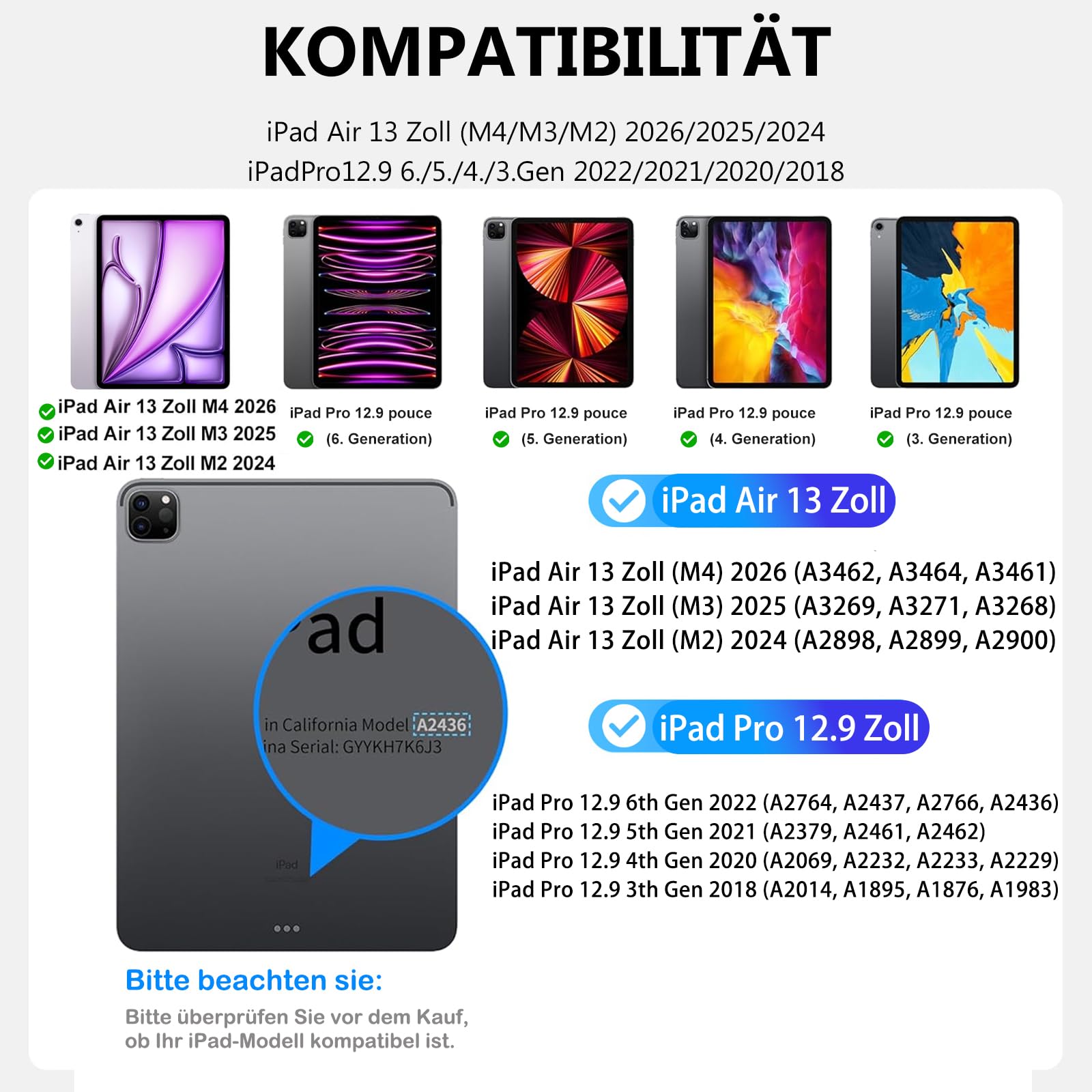 FOGARI Magic Keyboard Funda para iPad Air de 13 pulgadas 2026/2025/2024 (M4/M3/M2) | Magic Keyboard para iPad Pro 12.9 6. / 5. / 4. / 3. Gen with trackpad 7 colores iluminación y soporte magnético rojo