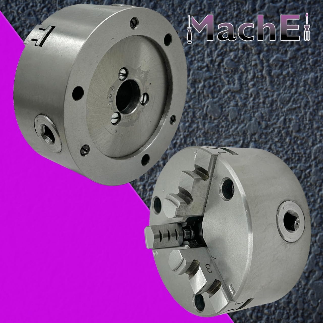 MachEl 3-szczękowy samocentrujący uchwyt tokarski 5" (125 mm) z żeliwną płytą tylną – gwint 1-1/5.1 cm x 8 TPI - kompatybilny z tokarkami Boxford