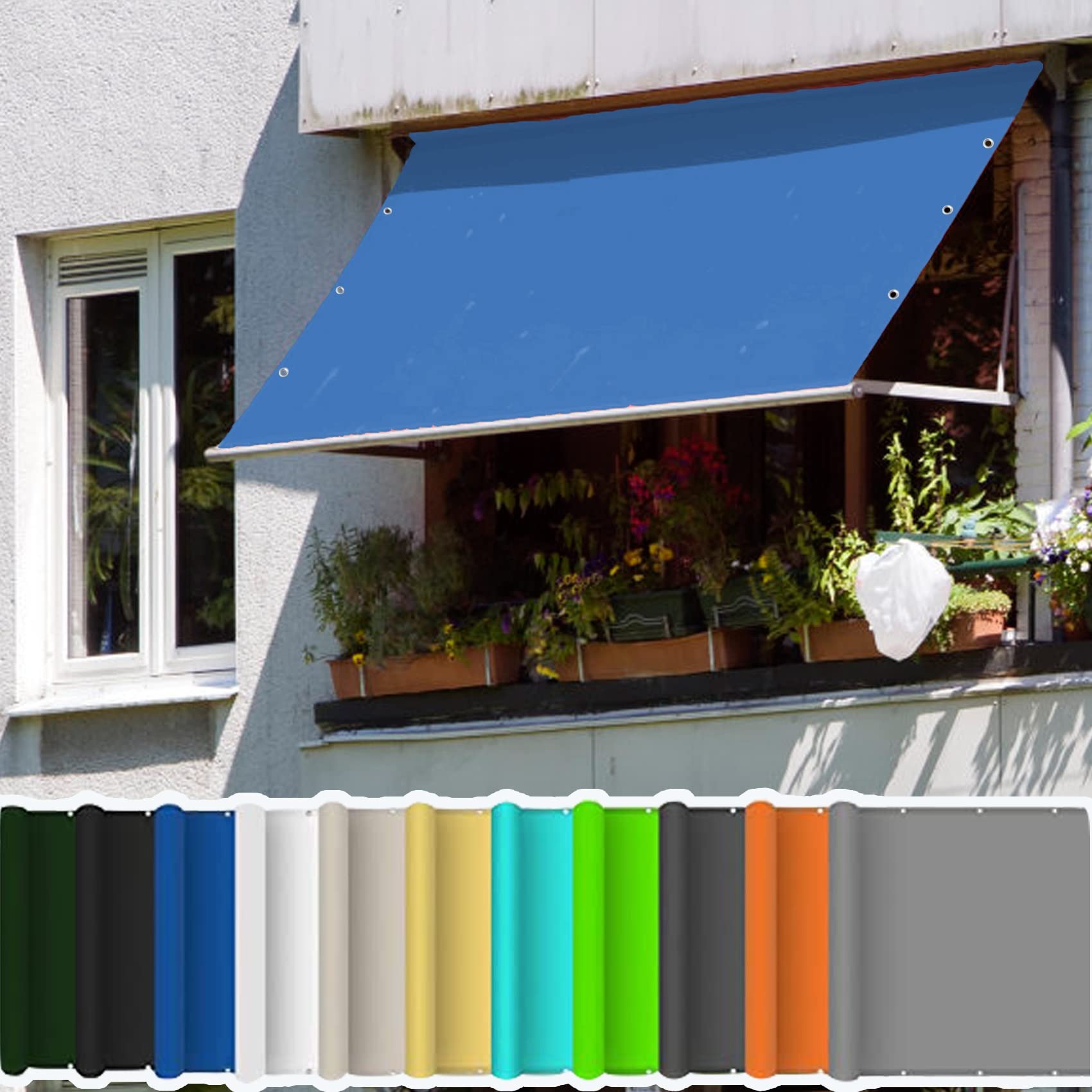 Voile d'ombrage 5.5 x 5.5 m imperméable protection UV pour jardin bleu