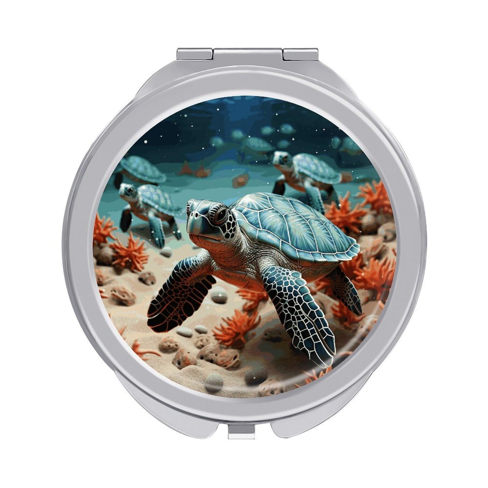 VstaDank Turtle Starfish Compact Mirror for Purses Round Fashion Travel Makeup Mirror 2X /1x Magnifying Double Sides Mini Mirrors Portable Pocket Mirrors for Handbag Purse Women Gift