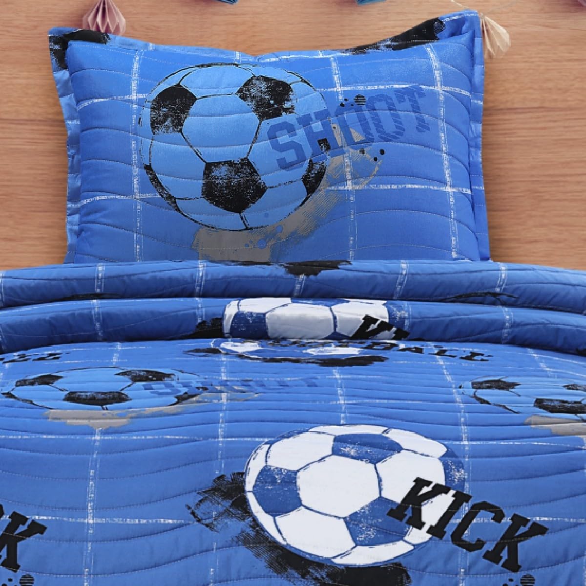 Colcha Bouti Cosida Cama Infantil y Juvenil Modelo Fútbol Quick Color Único Talla Cama 90