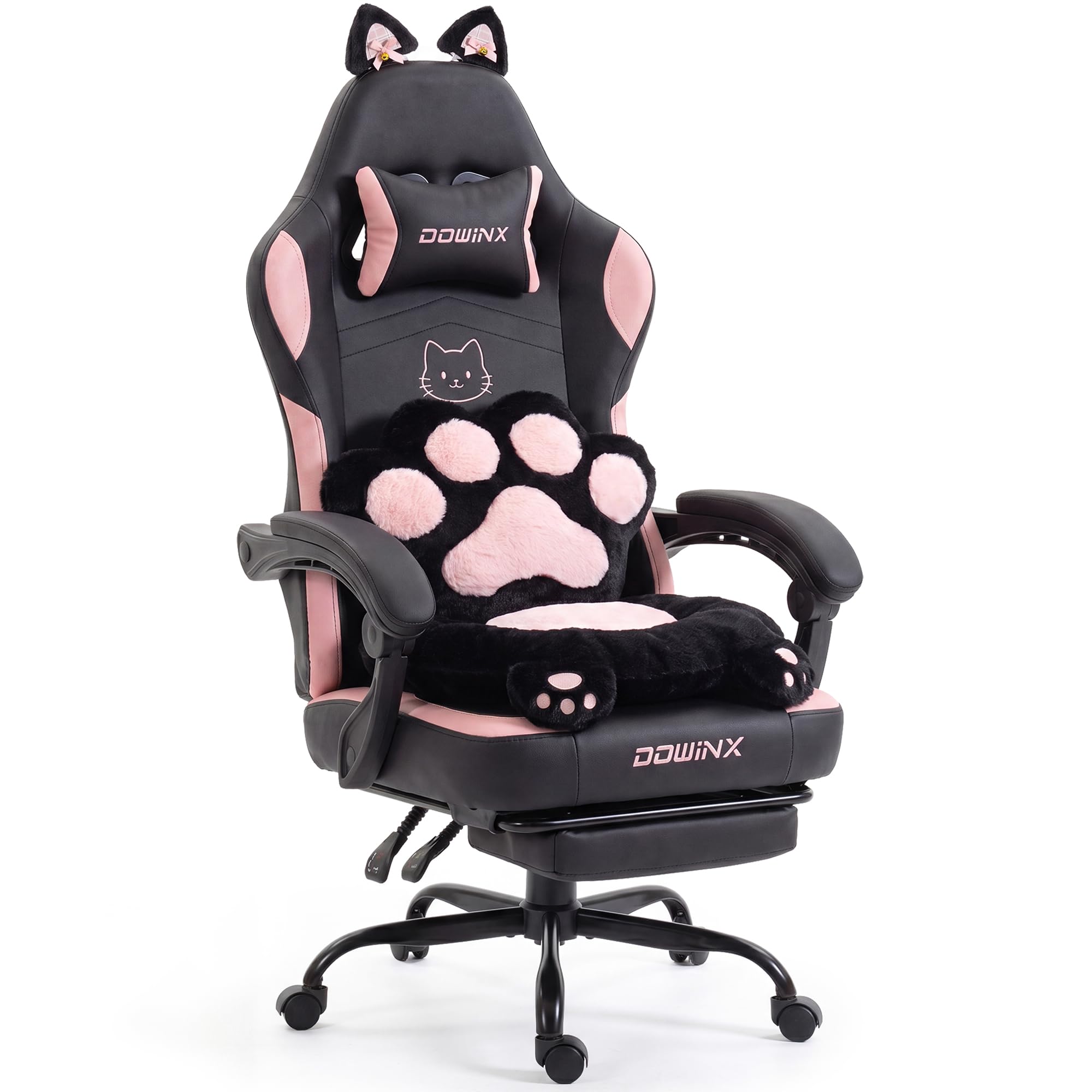 Amazon.co.jp: Dowinx 猫耳ゲーミングチェア 肉球クッション ねこ顔