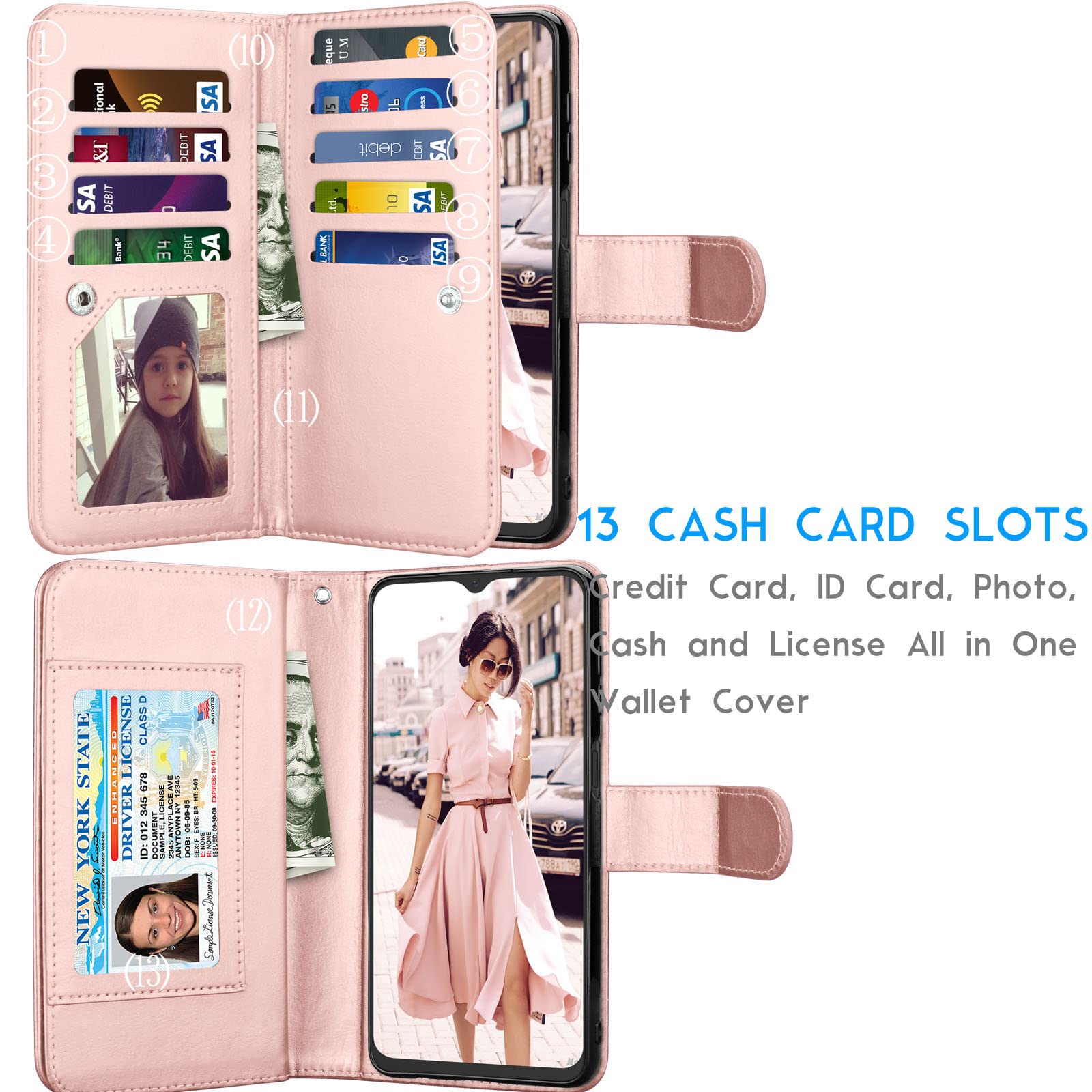 Galaxy A03S Case, [US Version] Wallet Case, Tekcoo [Detachable Magnetic] Luxury PU Leather Cash Credit Card Slots Holder Carrying Folio Flip Cover Strap for Samsung A03S [Marble]