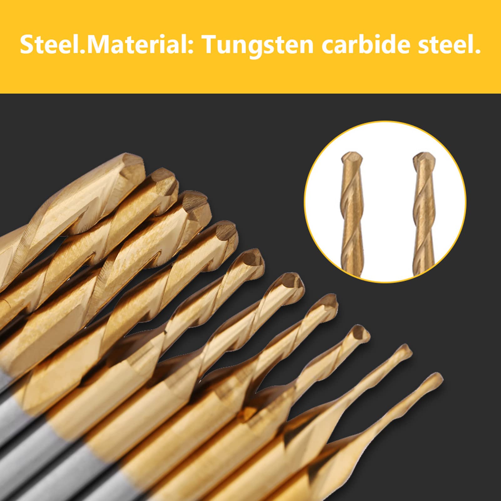 Brocas de fresa de punta de carburo de tungsteno recubiertas, vástago de 3,175 mm para grabar agujeros de fresado, ranuras en placas de circuito, plásticos, acero inoxidable