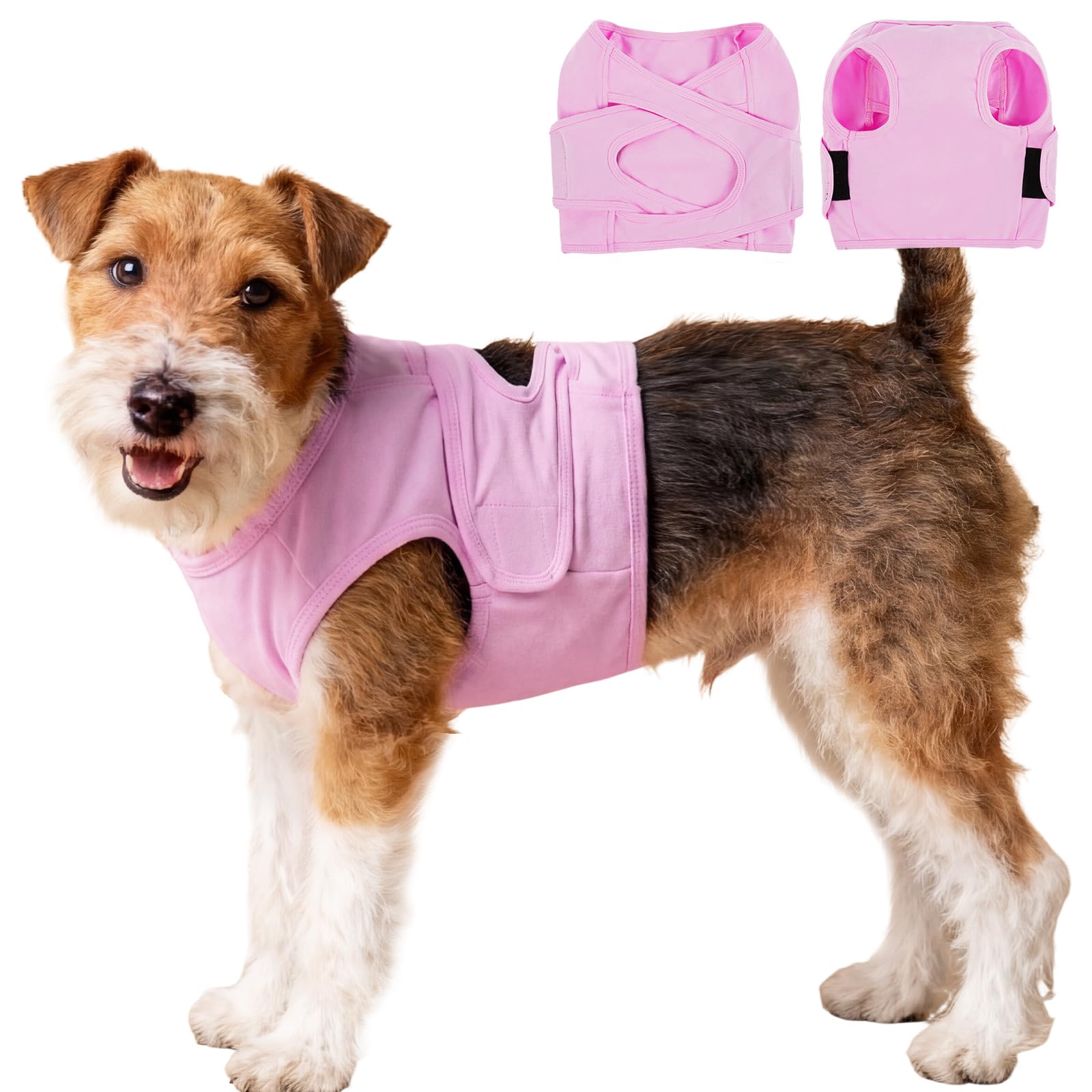 OUOBOB S Puppy & Kitten Post-Surgery Recovery Suit, Anti-Lick Chest Protector with Cross Back, Adjustable Strap Soft Elastic Pet Wound Care Vest for Chihuahua Tiny Dogs & Cats, Pink — image 1