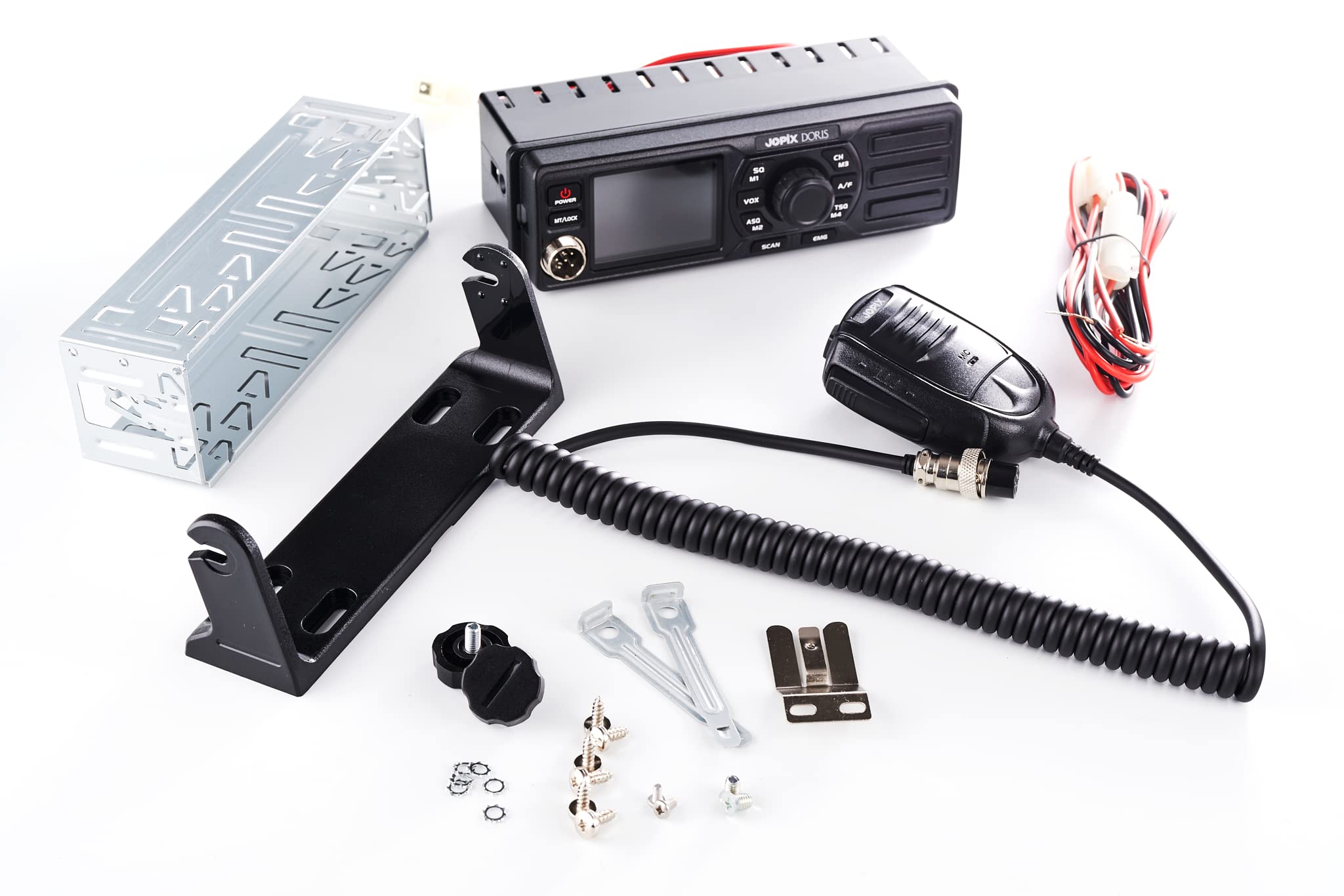 Jopix Doris Émetteur-Récepteur CB 27 MHz Multinorme AM/FM – Haut-Parleur Frontal, Écran Couleur, 12V/24V, Format Ultra-Compact (6cm Profondeur), Mains Libres VOX