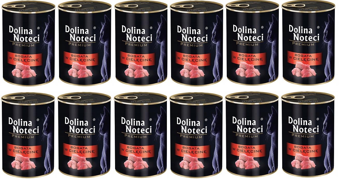 DOLINA NOTECI Premium cielęcina bogata karma dla kotów, mokra karma dla dorosłych kotów 12 x 400 g