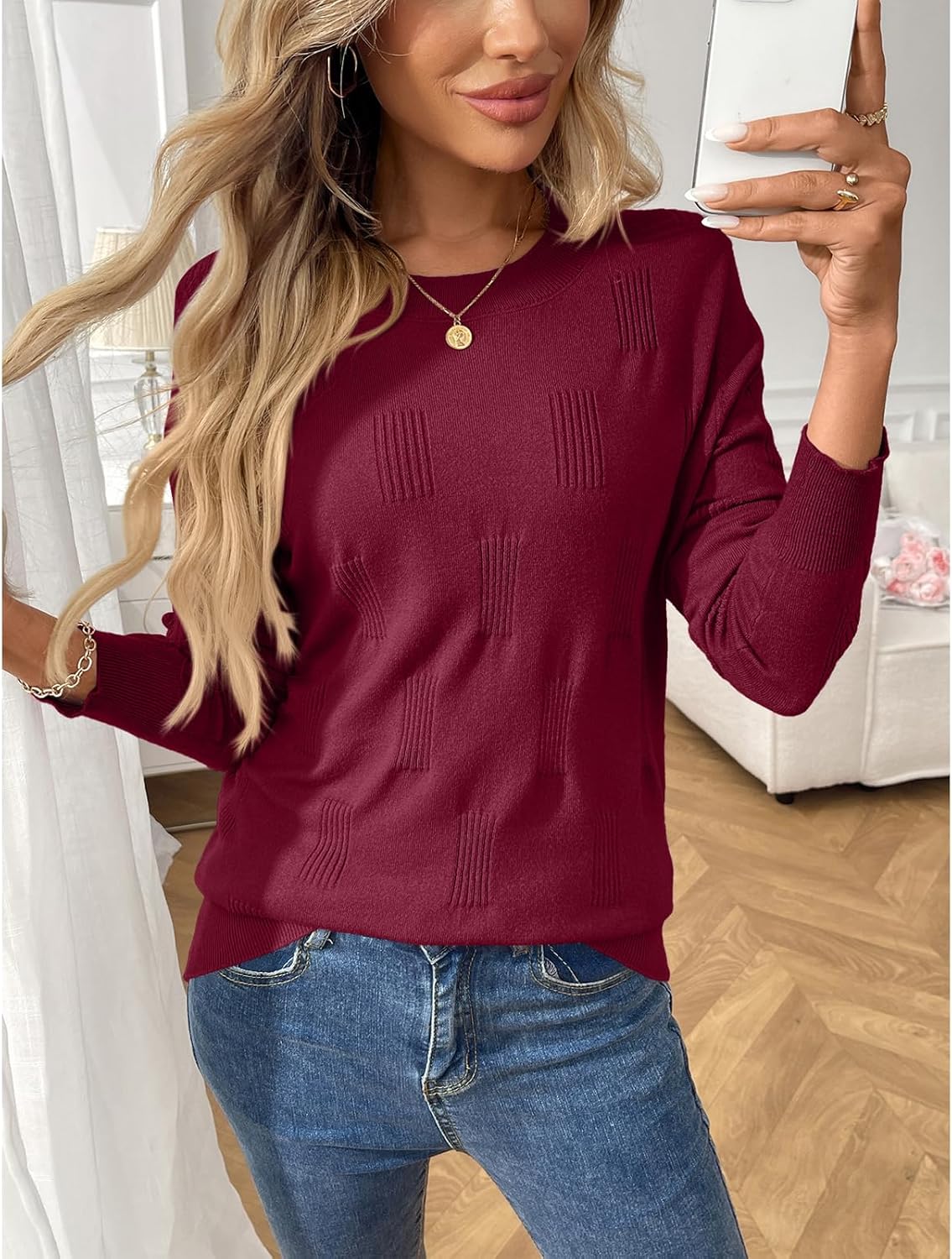 Women's Soft Knit Sweater Long Sleeve Crew Neck Sweaters Fall Trendy Dressy Casual Pullover Tops - Image 4