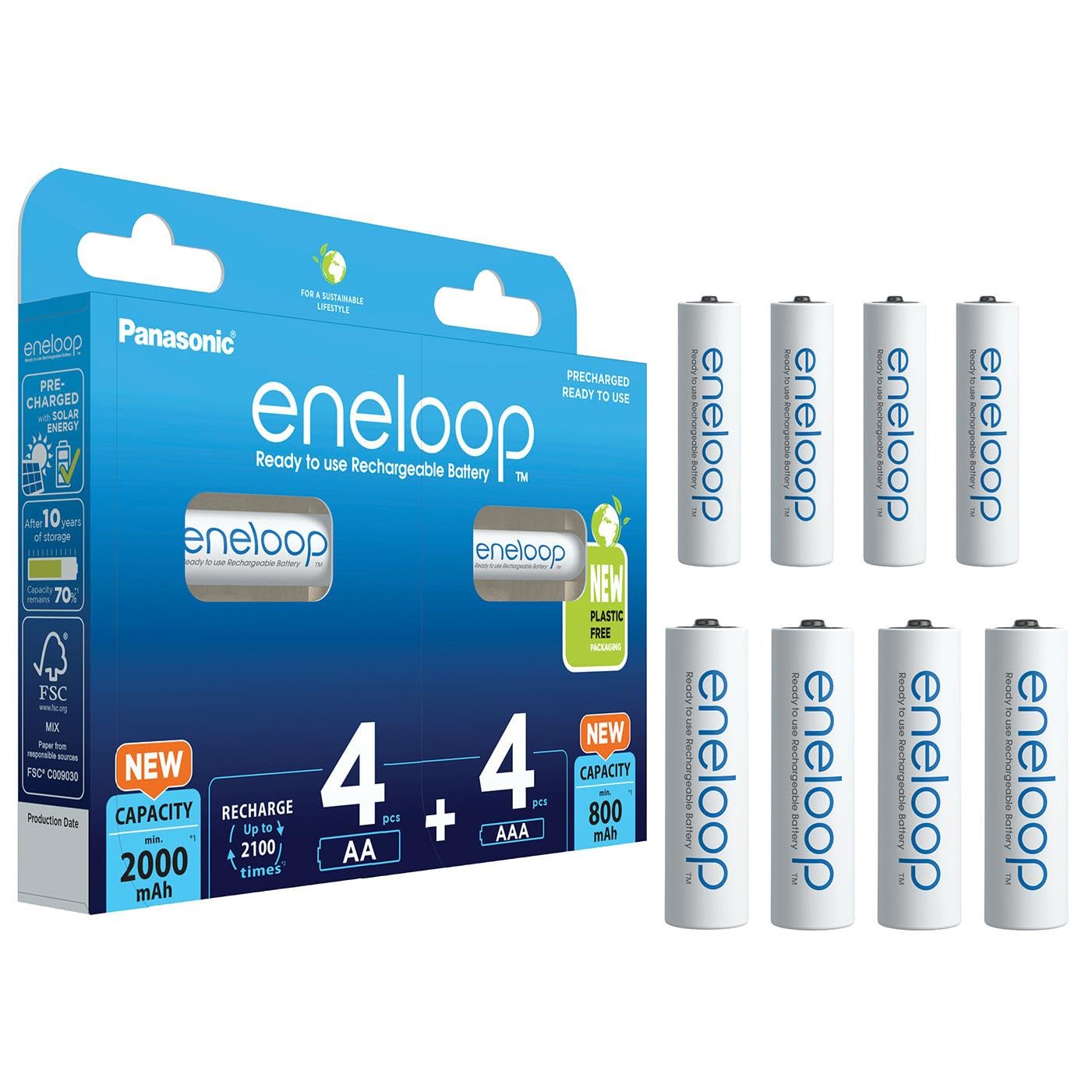 Eneloop Combipack 2 x 8 wiederaufladbare Batterien 4xAA (2000mAh) + 4xAAA (800mAh)