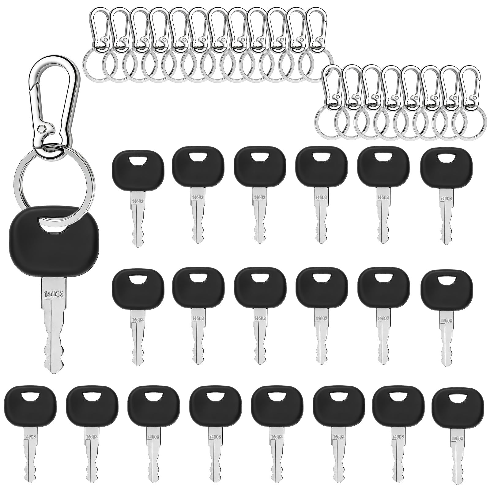 Juego de llaves para maquinaria de construcción, 20 unidades, 14603, llave de encendido con llavero, juego de llaves para tractores, apiladores, cargadoras de ruedas