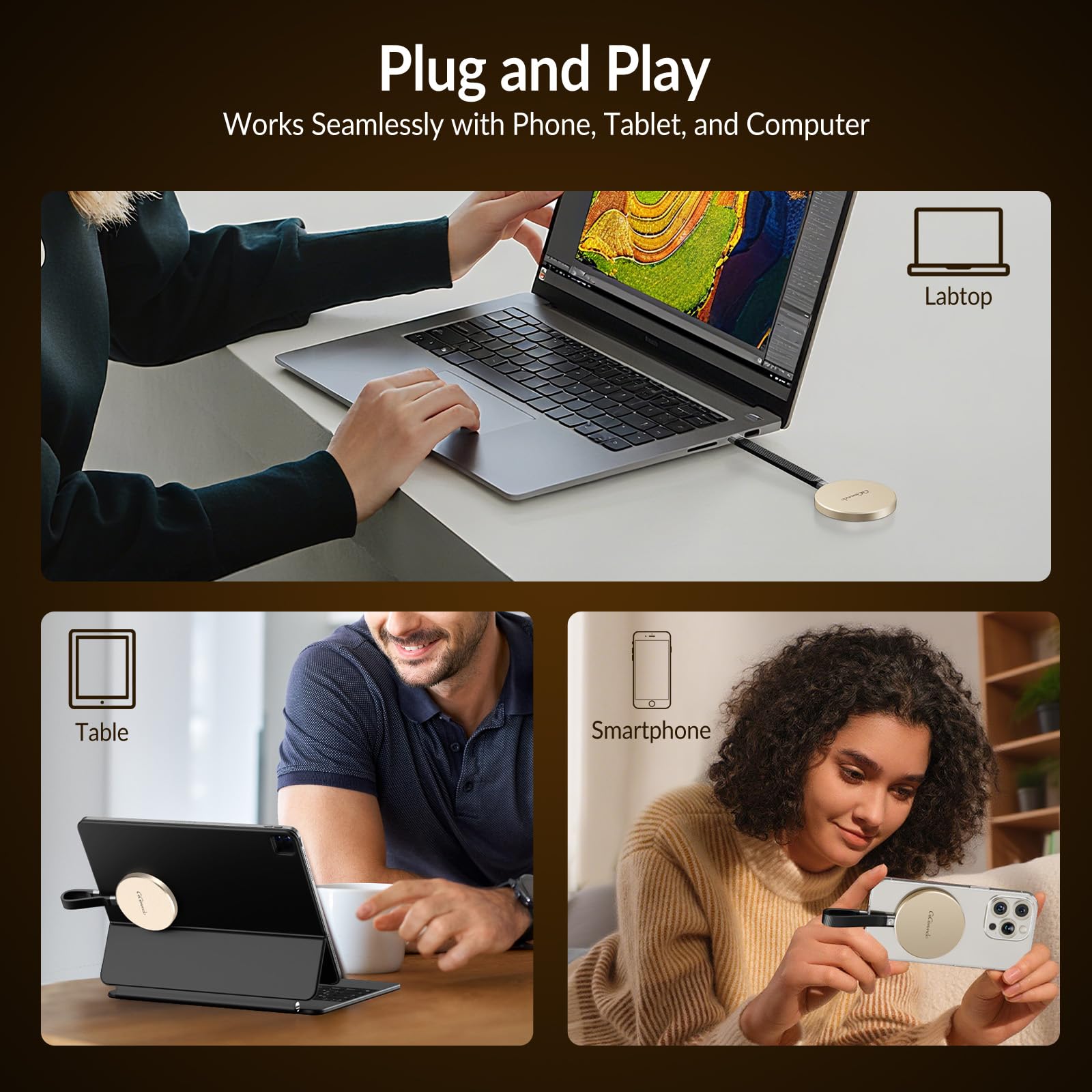 GiGimundo GQ40 Ultra-Slim Magnetic Portable SSD 2 TB – maks. 40 Gbps High-Speed, kompaktowy, stylowy zewnętrzny napęd USB-C do systemu Windows, Mac, Android – okrągła konstrukcja, szybkie przesyłanie