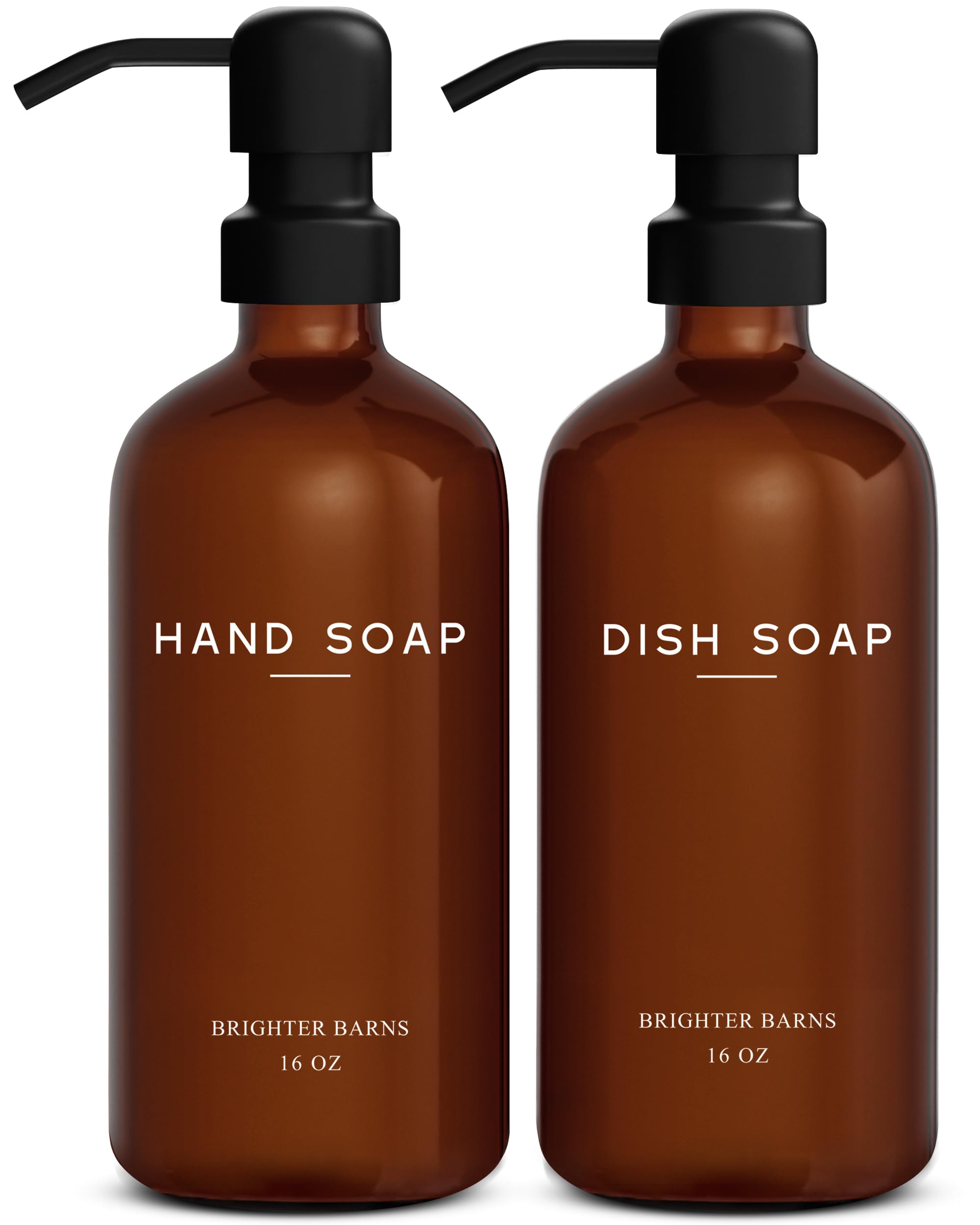 Amazon.com: Amber Glass Hand and Dish Soap Dispenser Set by Brighter ...