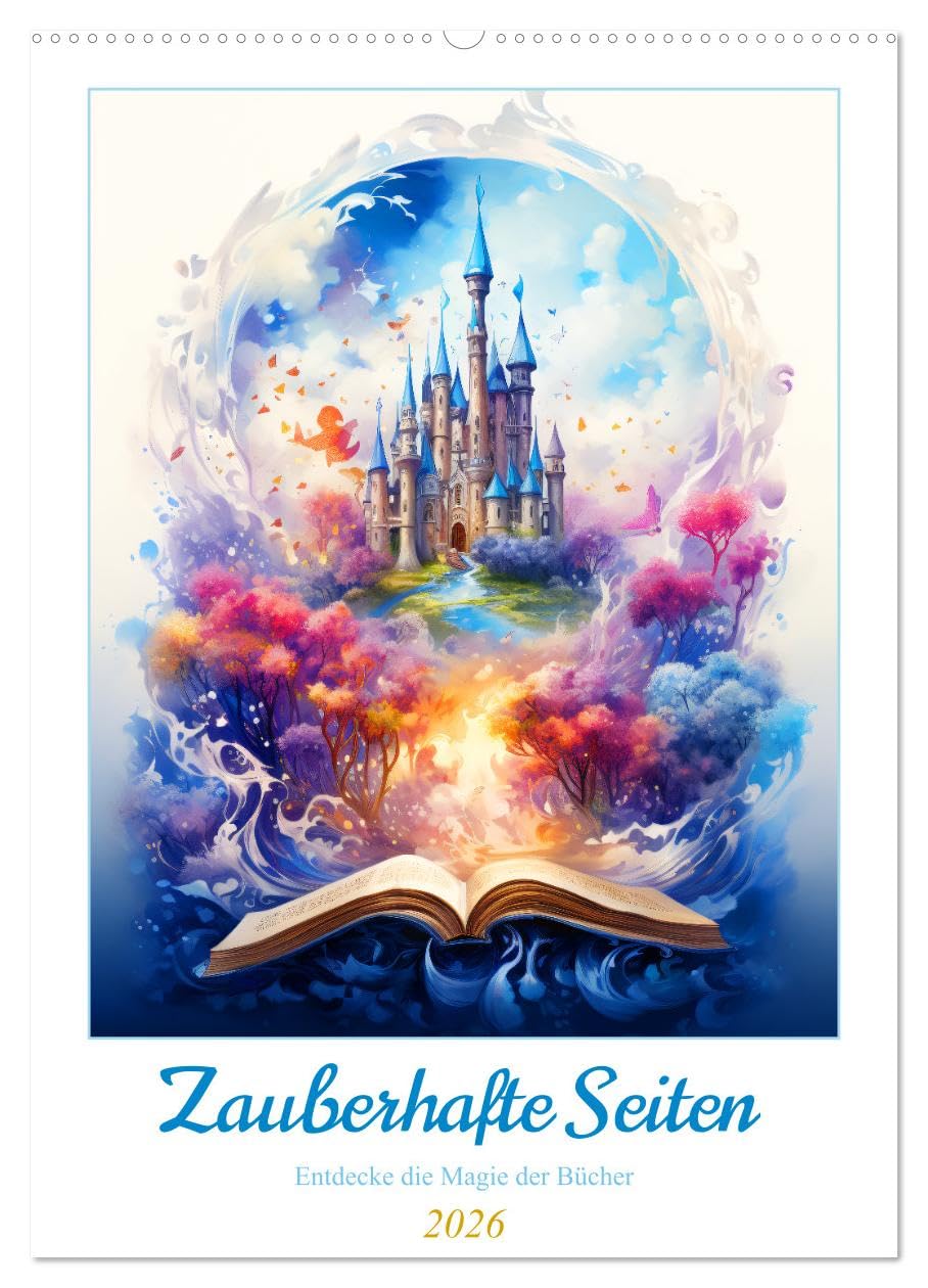 Zauberhafte Seiten - Entdecke die Magie der Bücher (Wandkalender 2026 DIN A2 hoch), CALVENDO Monatskalender: Lass dich von 12 Ansichten verzaubern, ... Welten entführen! (CALVENDO Kunst)