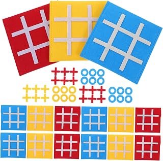 Juego De Mesa Tres Raya De Fieltro para Niños, Tablero 15 Piezas Mini Tamaño, Colores Rojo Amarillo Azul, Juguete Interactivo Educativo para Fiestas Infantiles y Desarrollo Mental