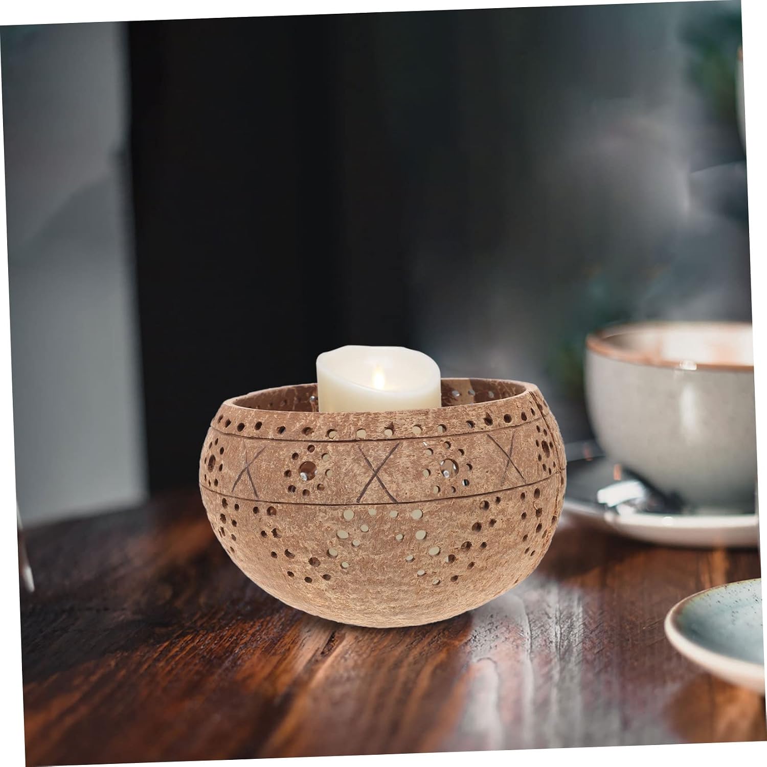 Coconut Candle Bowl Natural Candle Jar Craft Adornment Holder for Decor