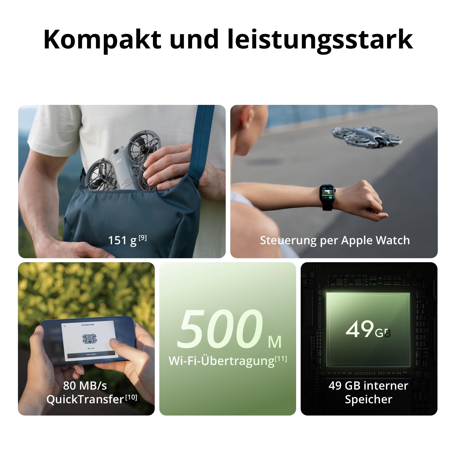 DJI Neo 2 Drohne, 4K, ActiveTrack, Gestensteuerung, Hinderniserkennung, Einsteiger