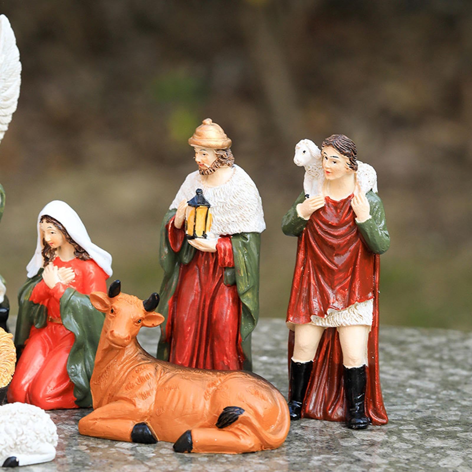 Figurka Świętej Rodziny, zestaw figurek z żywicy, 10 x zestaw | figurek scen stołowych, szopka bożonarodzeniowa, artykuły kolekcjonerskie, miniatury, dekoracyjne akcesoria rzemieślnicze