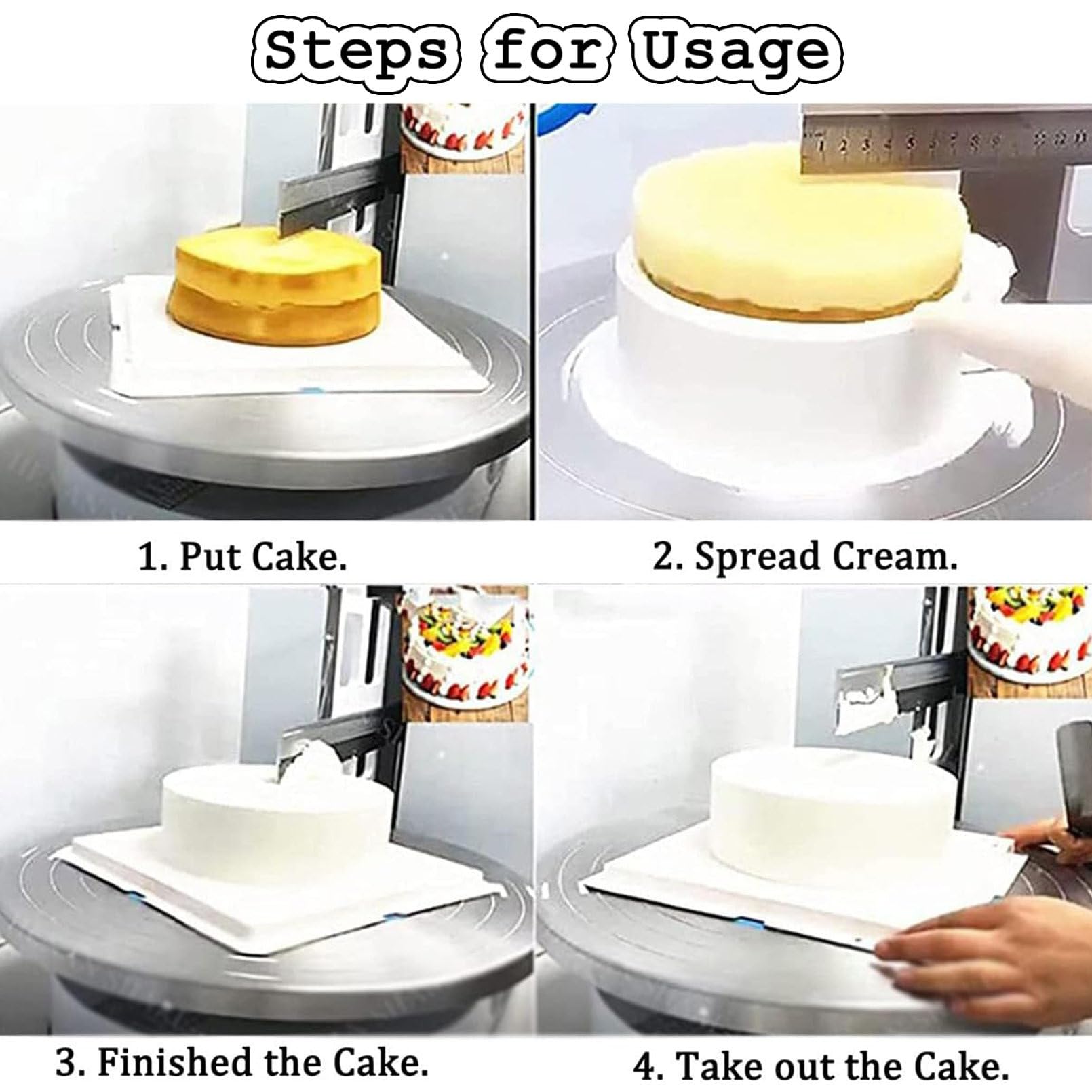 Spalmatore Automatico per Torta di Compleanno, Macchina per Glassare La Torta Portatile, Raschiatrice Lisciante, Miglioramento Dell'Efficienza del Lavoro, per Torta da 4-12 Pollici,White