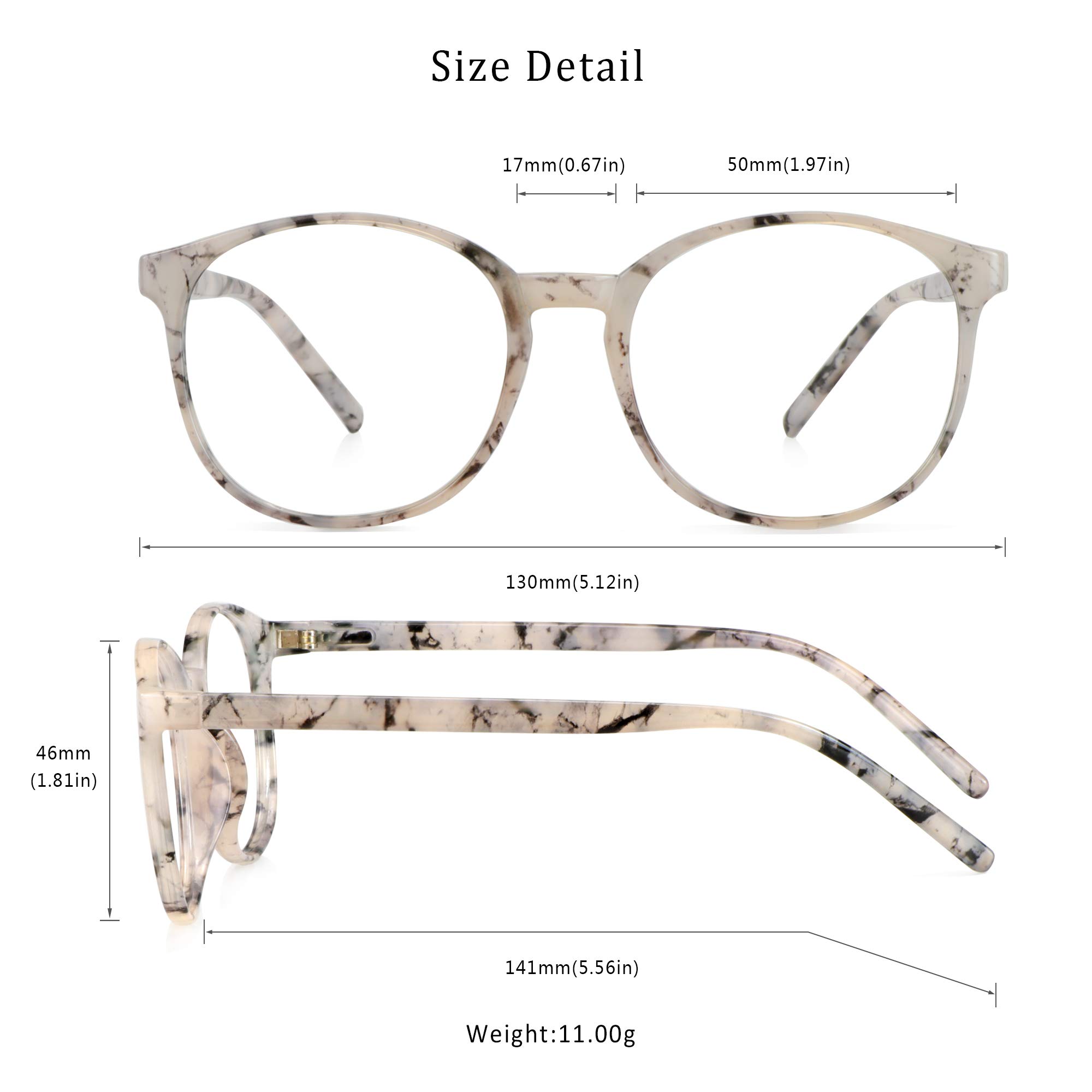 LifeArt Blue Light Blocking Glasses, Computer Reading Glasses, Gaming Glasses, TV Glasses for Women Men, Anti Glare (Marble, 2.50 Magnification) - Image 3