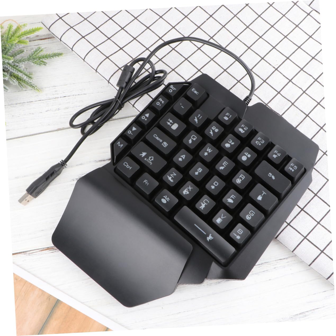 NUOBESTY Teclado Mecánico para Juegos para Zurdos Teclado RGB Retroiluminado Compacto y Portátil Controlador Sola Mano para Móvil Adecuado para Juegos y Entretenimiento 1 Negro