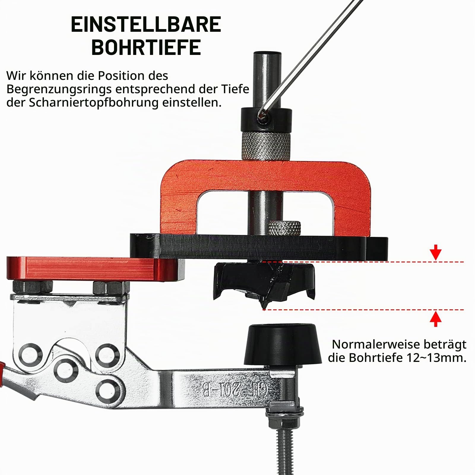 Scharnierlehre 35mm Topfscharnier Bohrer, Verdeckte Scharnierlehre für Türschränke, Bohrlochstanzer, Präziser Verriegelung Holzbearbeitung Dübel Jig, Bohrlehre Locator für DIY Holzbearbeitung