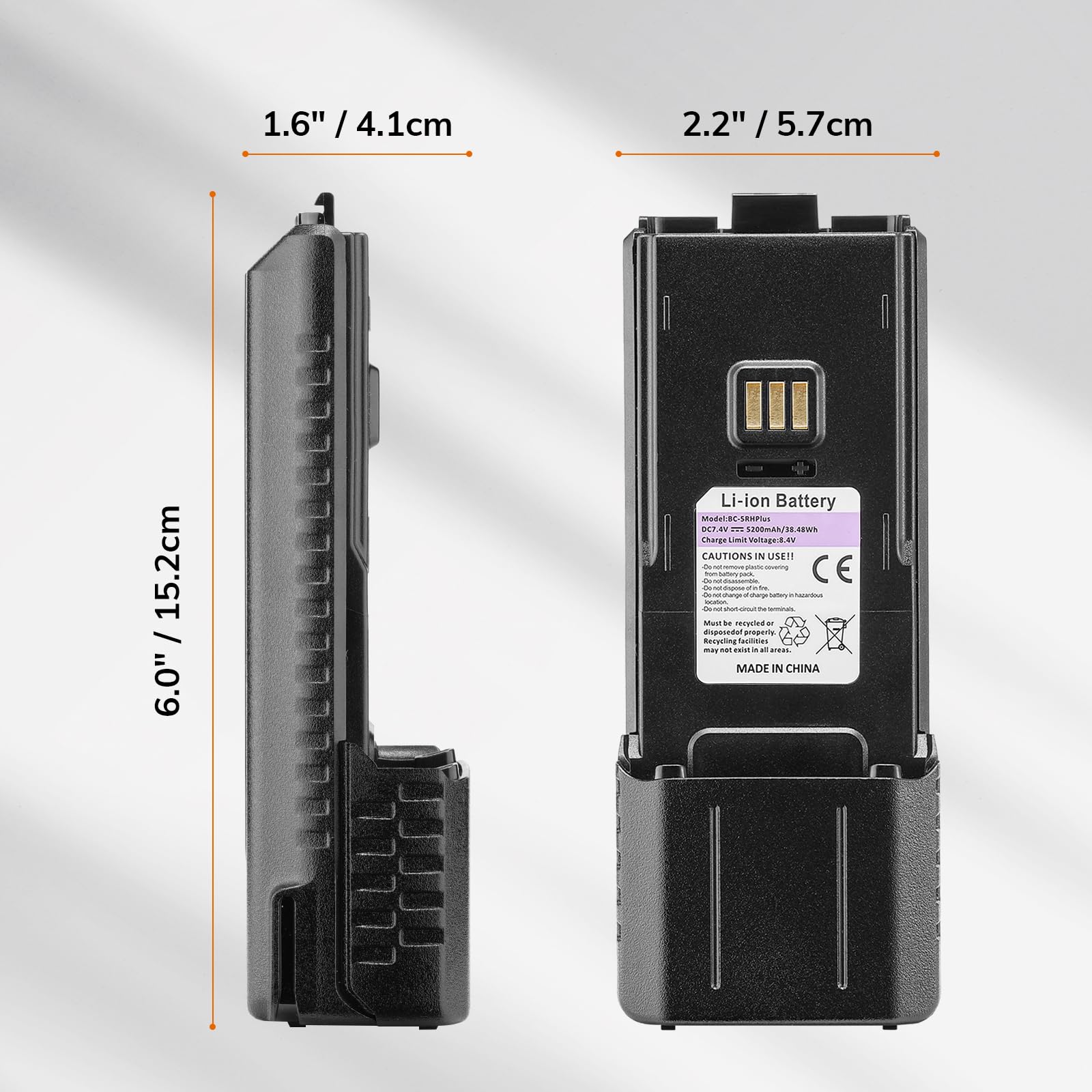 BAOFENG BL-5RH Plus akumulator, 5200 mAh, złącze ładowania typu C, kompatybilny z serią UV-5RM, K5PLUS radio dwukierunkowe