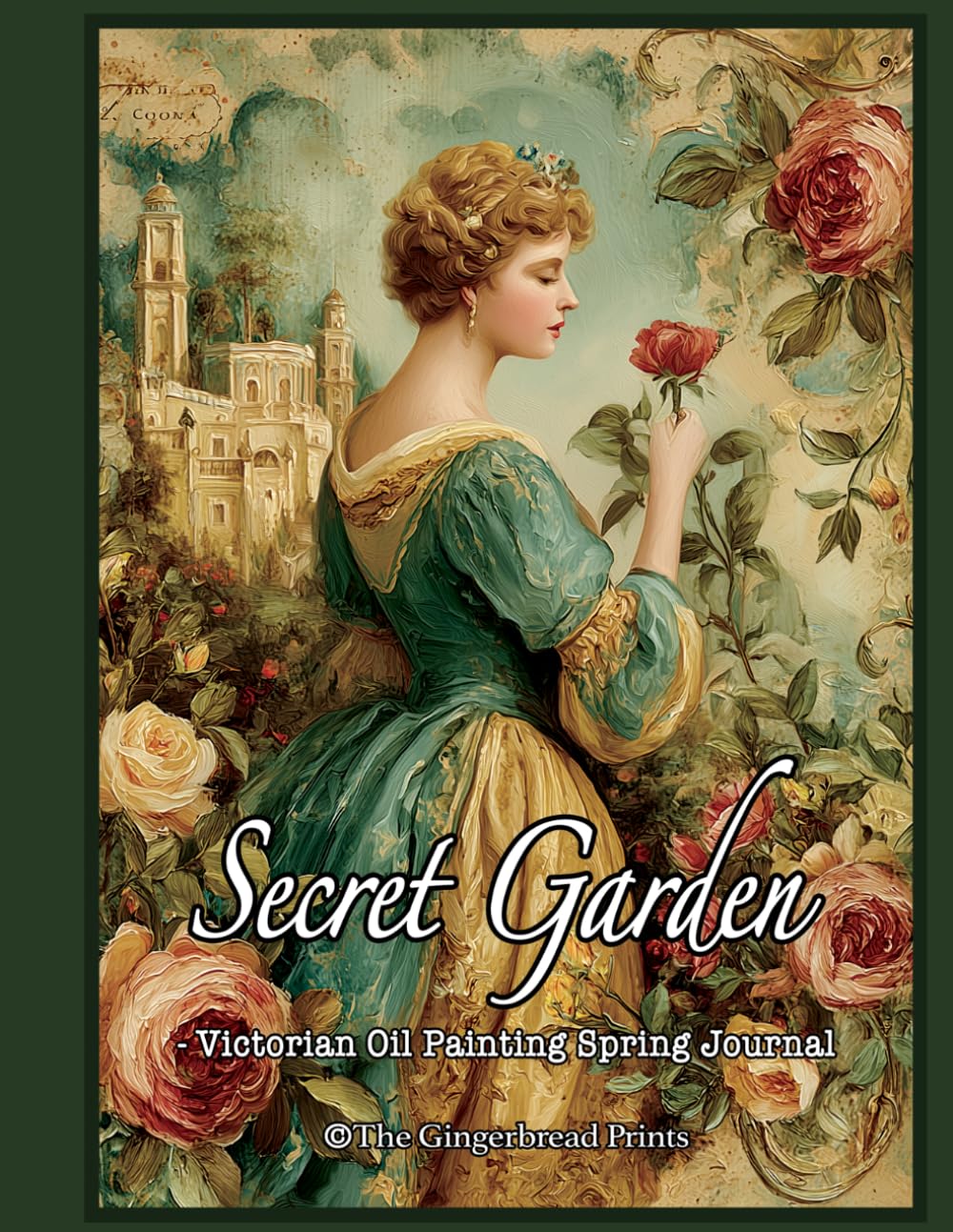 Secret Garden — a breathtaking Victorian Oil Painting Spring Journal Great for junk journal, scrapbooking, paper craft, card making