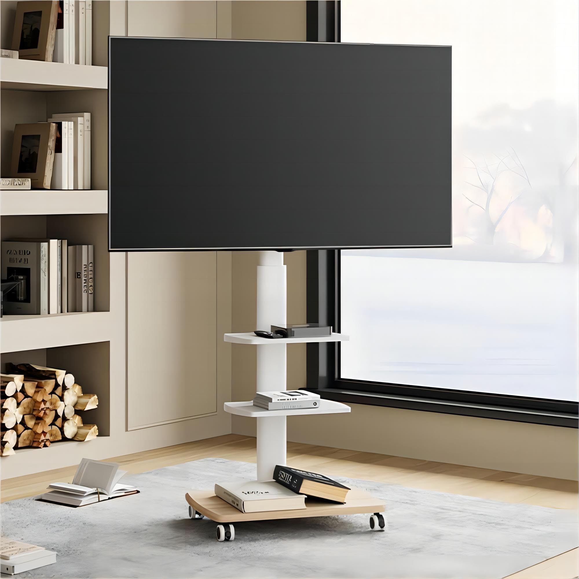 Carrello Porta TV FITUEYES Con Ruote | Per TV 32-60 Pollici | Girevole 70° E Altezza Regolabile - Foto 5