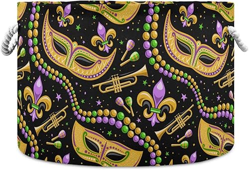 Miniatura 1 de FRODOTGV Mexican Cinco De Mayo Fleur De Lis Beads Carnival storage basket foldable and waterproof toy storage bin circle with sturdy handle stuff