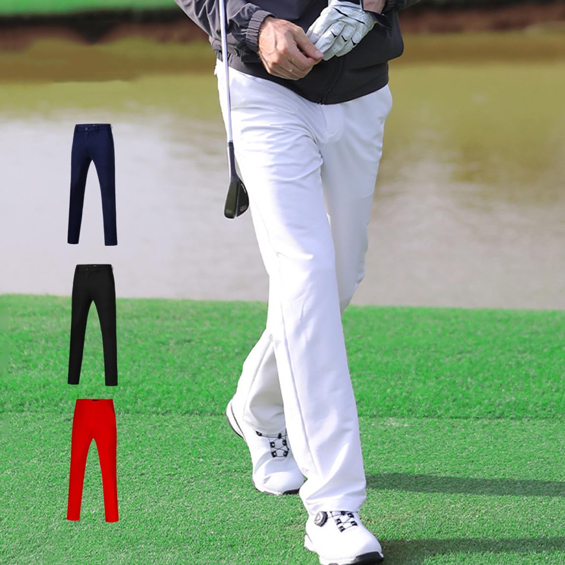 Pantaloni da Jogging da Golf da Uomo Leggeri Impermeabili Elasticizzati Pantaloni da Lavoro Casual