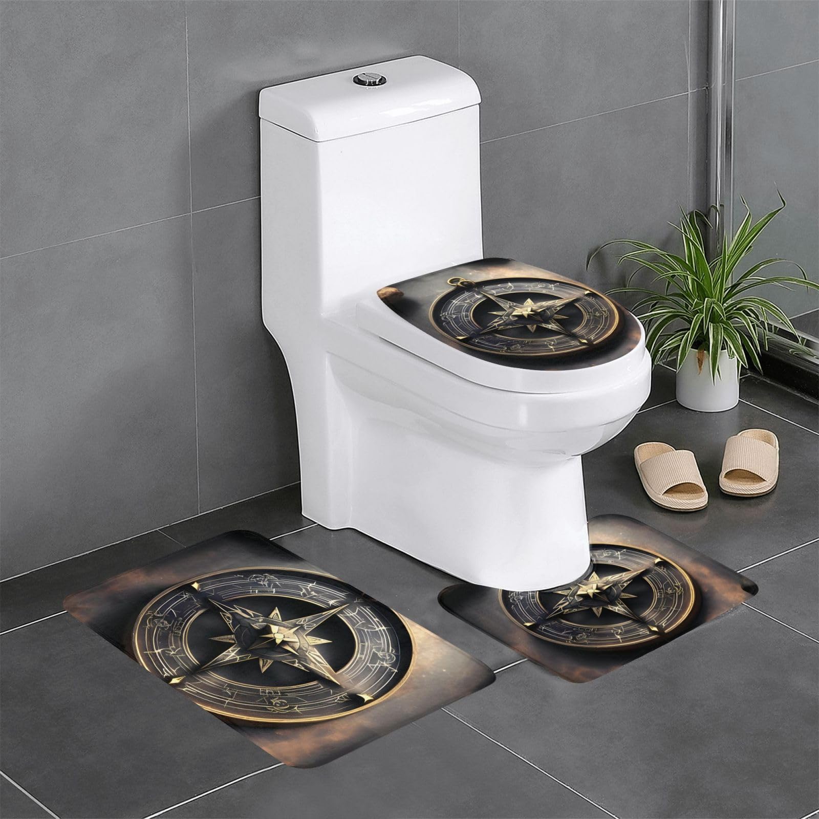 Tapis de bain runes nordiques séchage rapide lot de 3 pour douche sécurisée