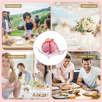 KesaPlan 300 Pack Mini Dessert Plates with Tasting Spoons for 150 Guests