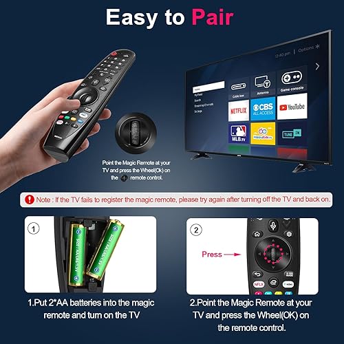 Miniatura 4 de AKB75855501 - Mando a distancia mágico de repuesto para LG Smart TV con función de voz y puntero, compatible con LG Magic Control remoto para Smart