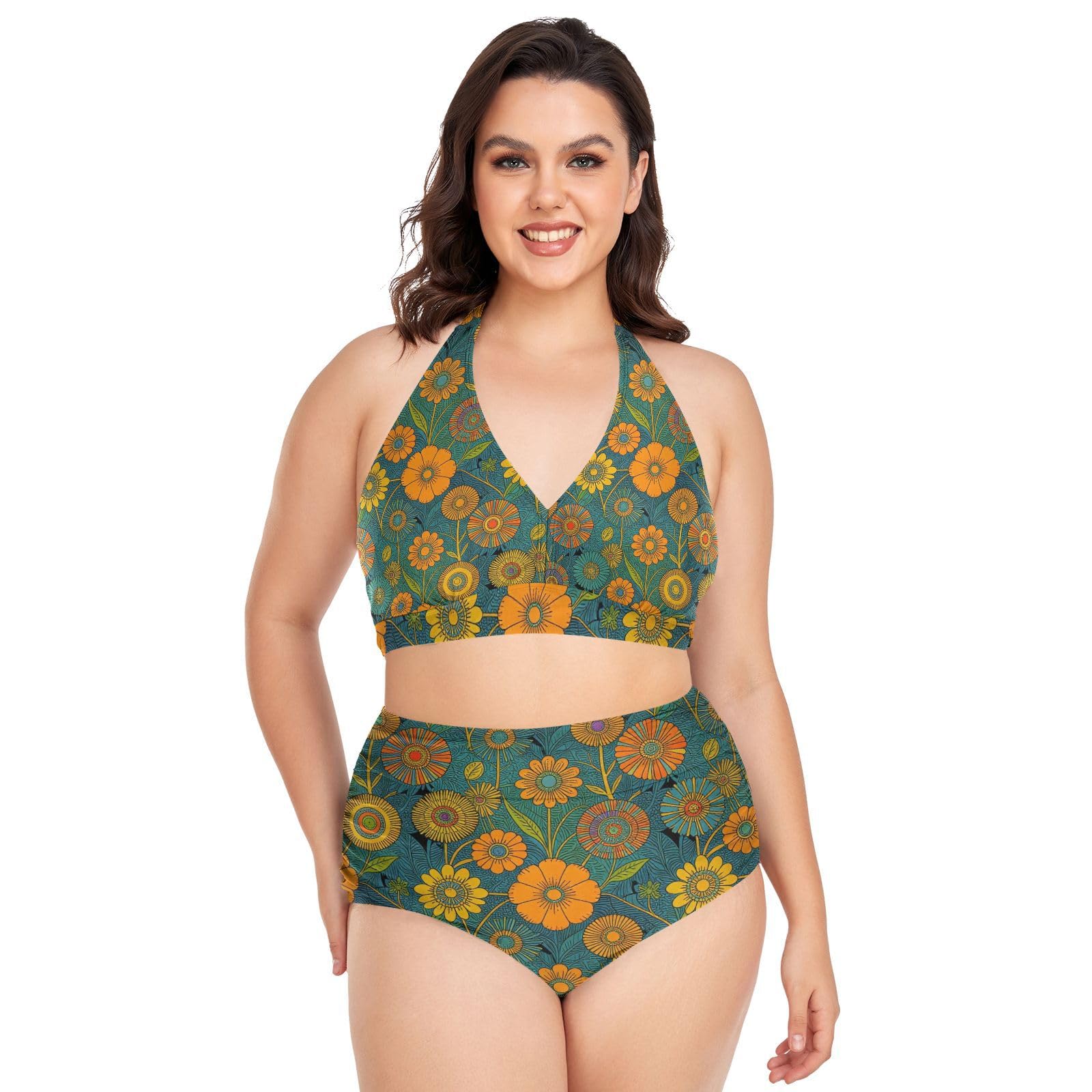 FRODOTGV Curvy damskie dwuczęściowe zestawy kąpielowe L-4XL