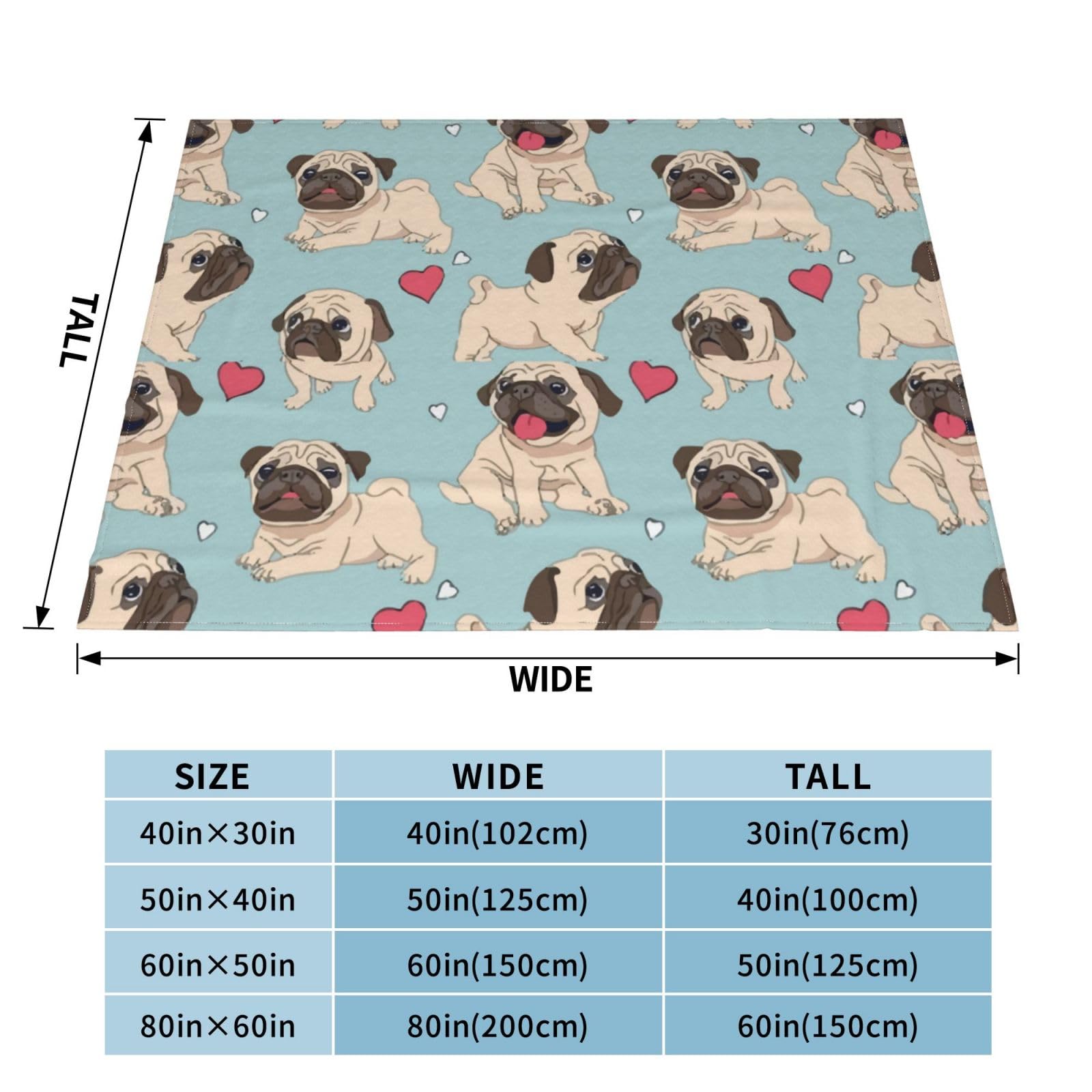Amazon｜ブランケット 毛布 かわいいパグ タオルケット 掛け毛布