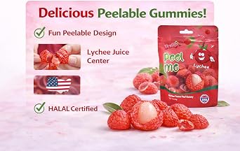 Daffy's Peel Me Mango Flavour Peel Gummy Candy peeling sweets real fruit juice, 65g (LYCHEE)