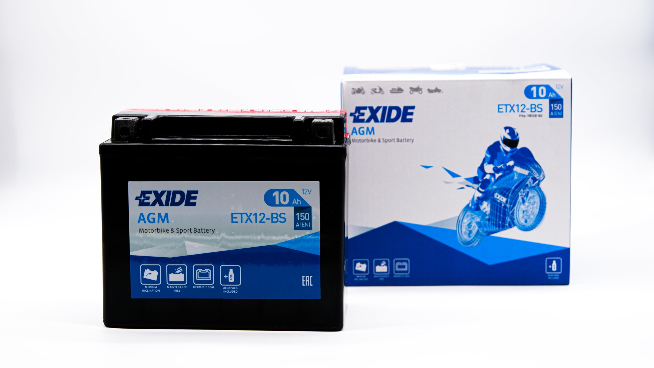 Batteria Moto Exide ETX12-BS - 12V 10Ah | Senza Manutenzione | Tecnologia AGM