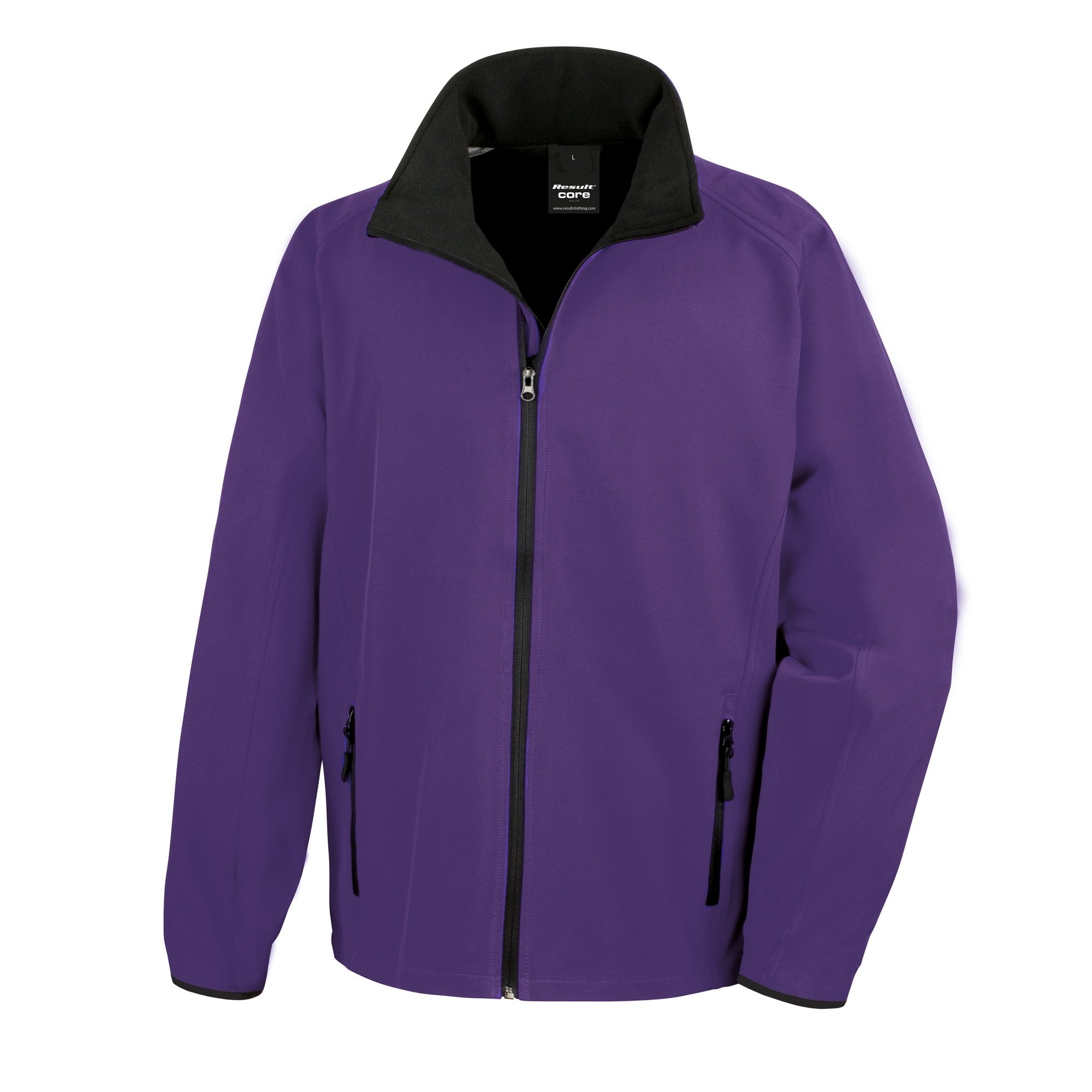 Result Men's Core Printable Soft Shell Blouson Plain Turtleneck Long Sleeve Jacket, Purple (Pur/blk), XXXX-Large(Manufacturer Size:4XL)