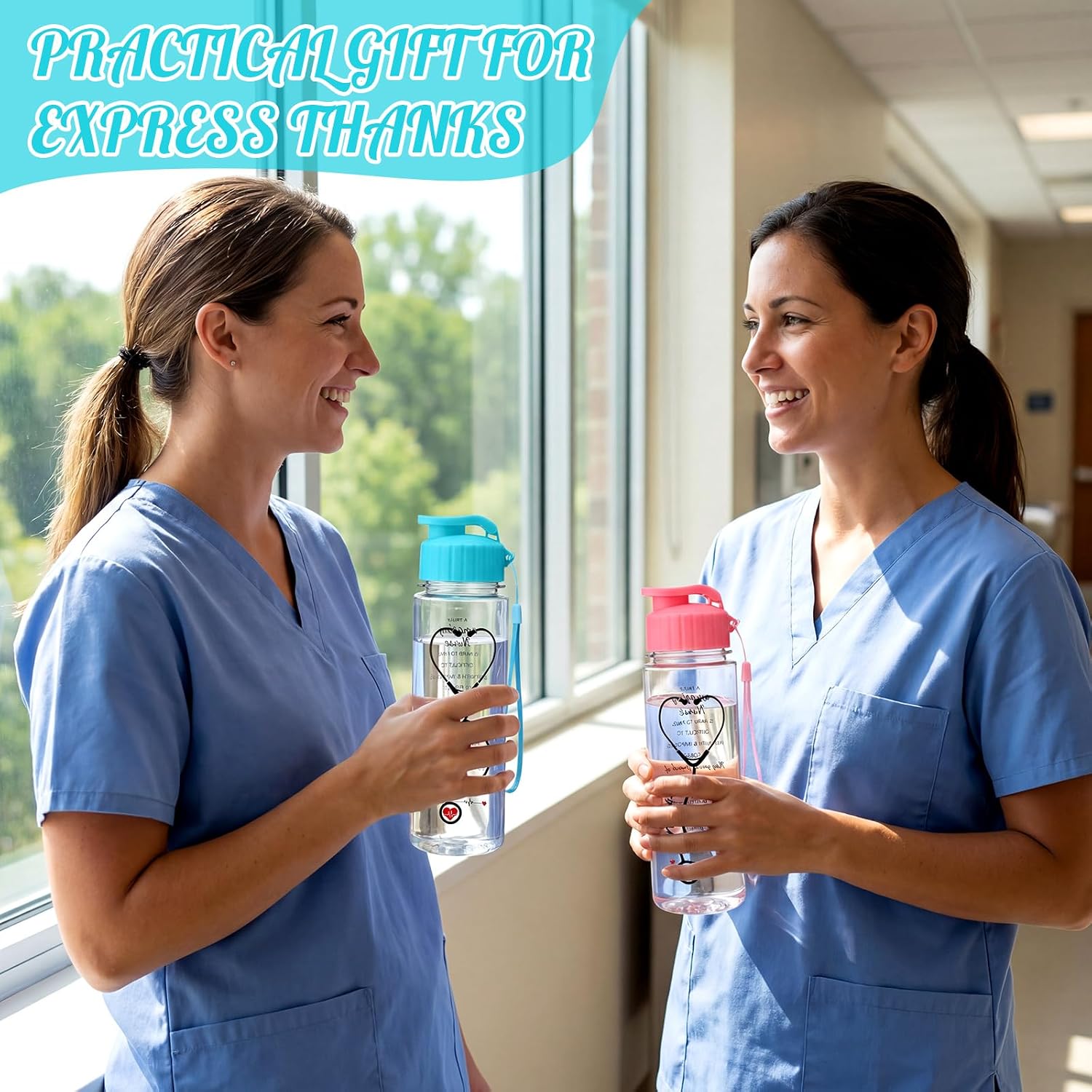 Nurse Tumblers Gift Bulk 17 oz Plastic Sports Water Bottles Nurse Week Appreciation Cups Thank You Gifts for Nursing Medical Assistant Student Graduation Hospital Staff