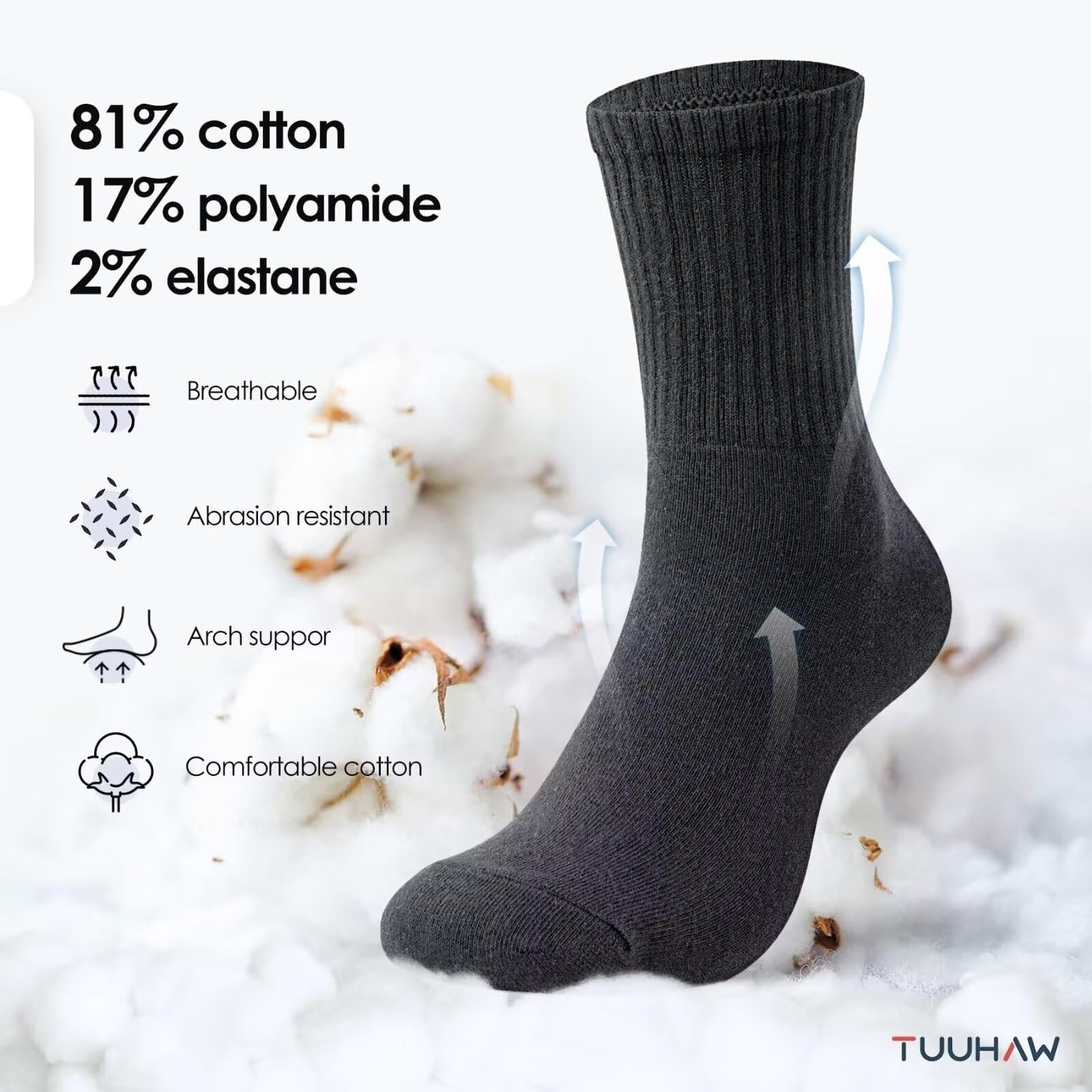 TUUHAW 6 Paia Calzini Uomo Invernali Calze Termiche Donna Calze Running Uomo Calzini Sportivi Uomo Trekking Coton