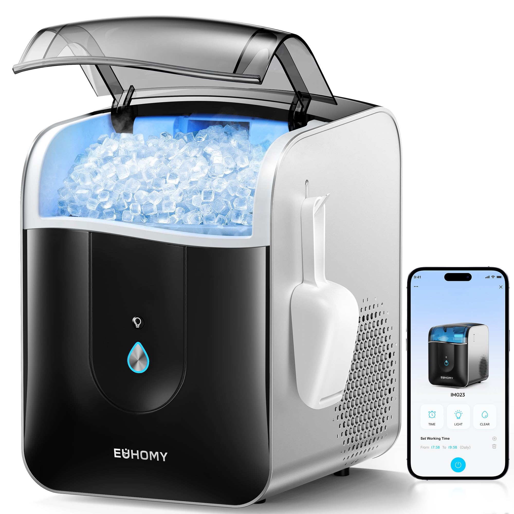 EUHOMY Smart Nugget Ice Maker Countertop Sonic