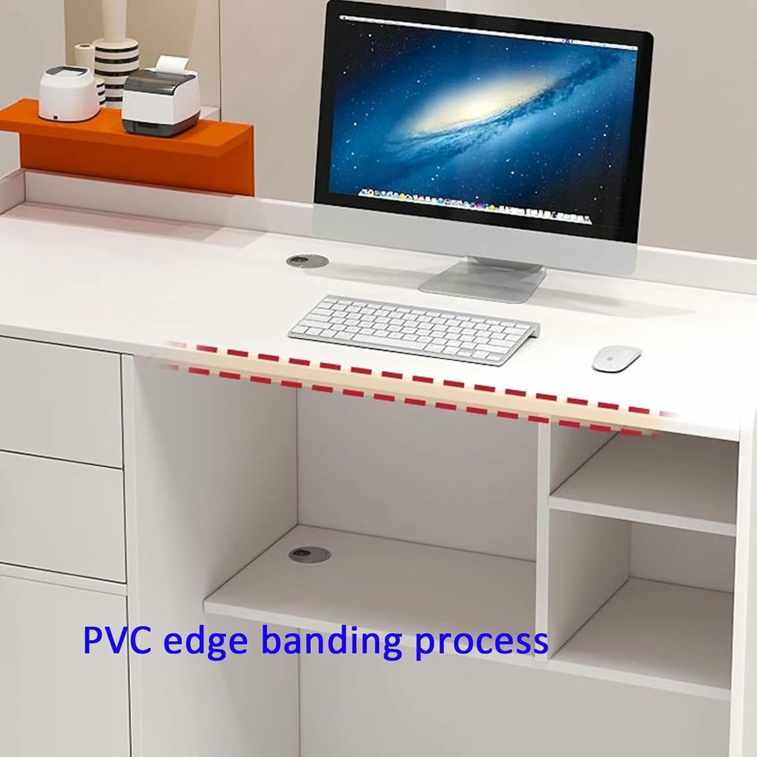 Reception Desk with Counter, Retail Counter Table with Drawer and Storage Cabinet, Front Desk Modern Reception Table, for Shop, Salons, Retail, Reception Room