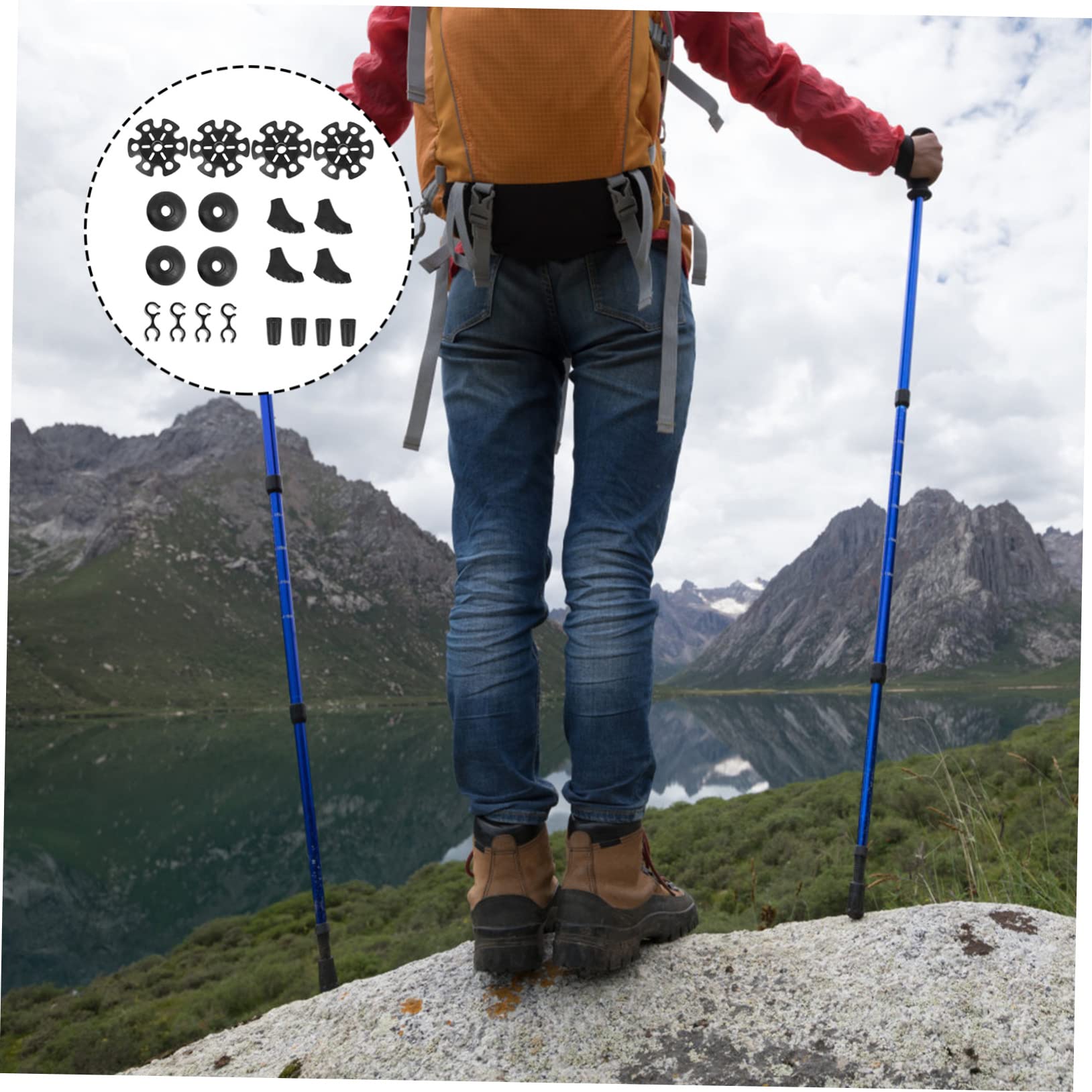 Supvox Wanders Töcke Zubehör Stangen Gehstöcke Wanderstock Gehstock Wanderstöcke Wanderausrüstung Trekkingstöcke Zubehör Kletterzubehör Polspitzenschutz Plastik Black